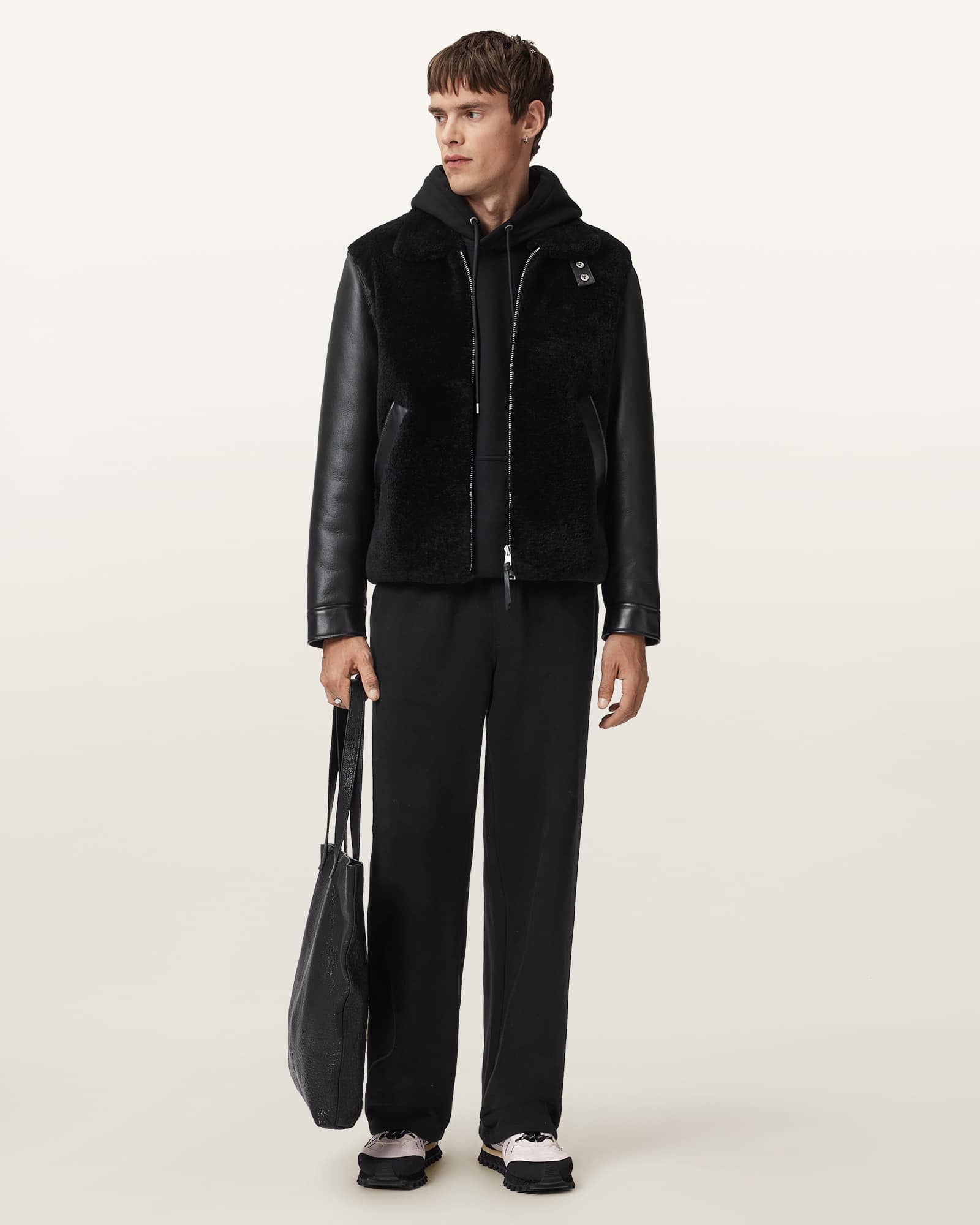 Allsaints Cotton Asher Straight Fit Joggers In Black