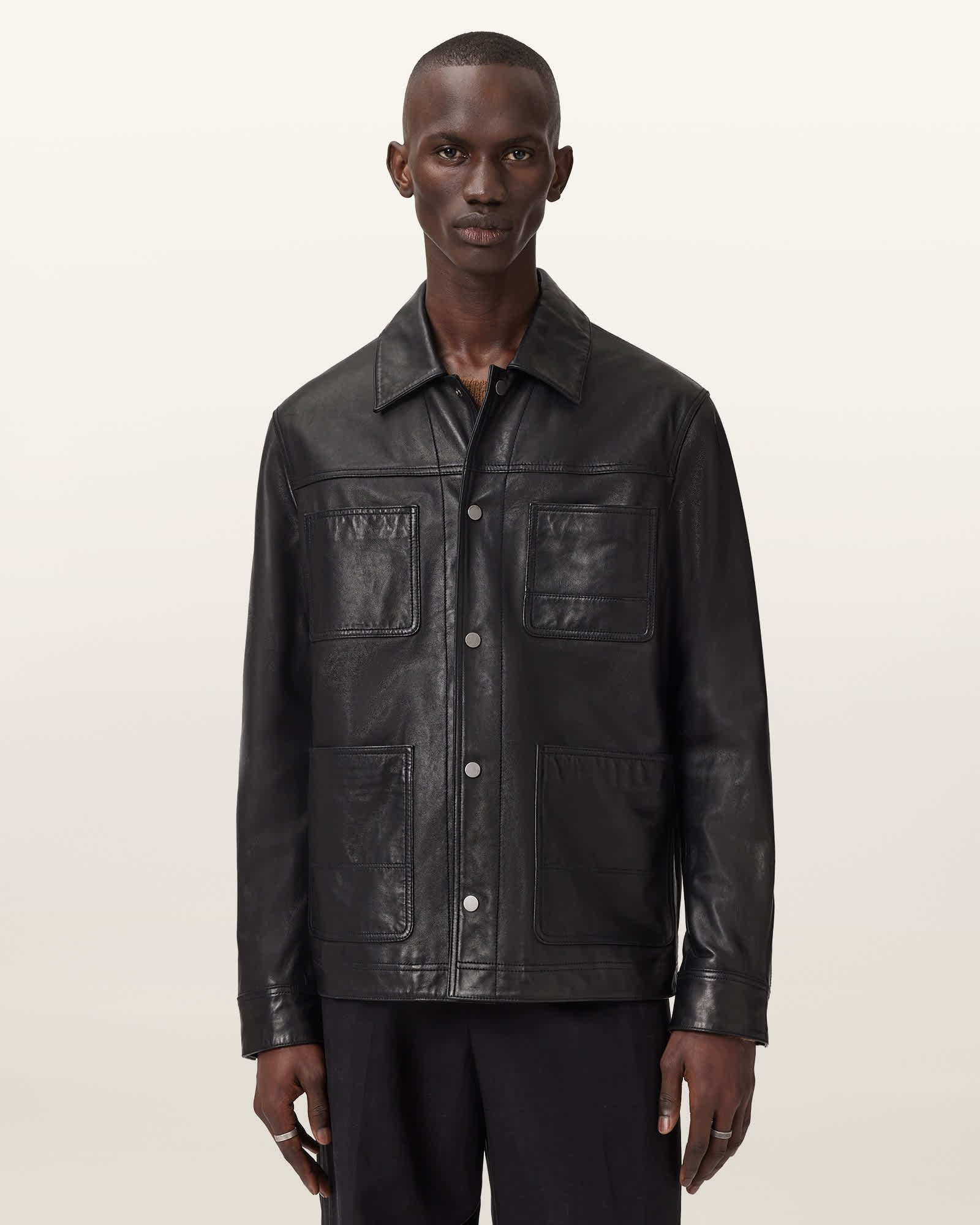 AllSaints Leather Saxon Leather Jacket, Size: M