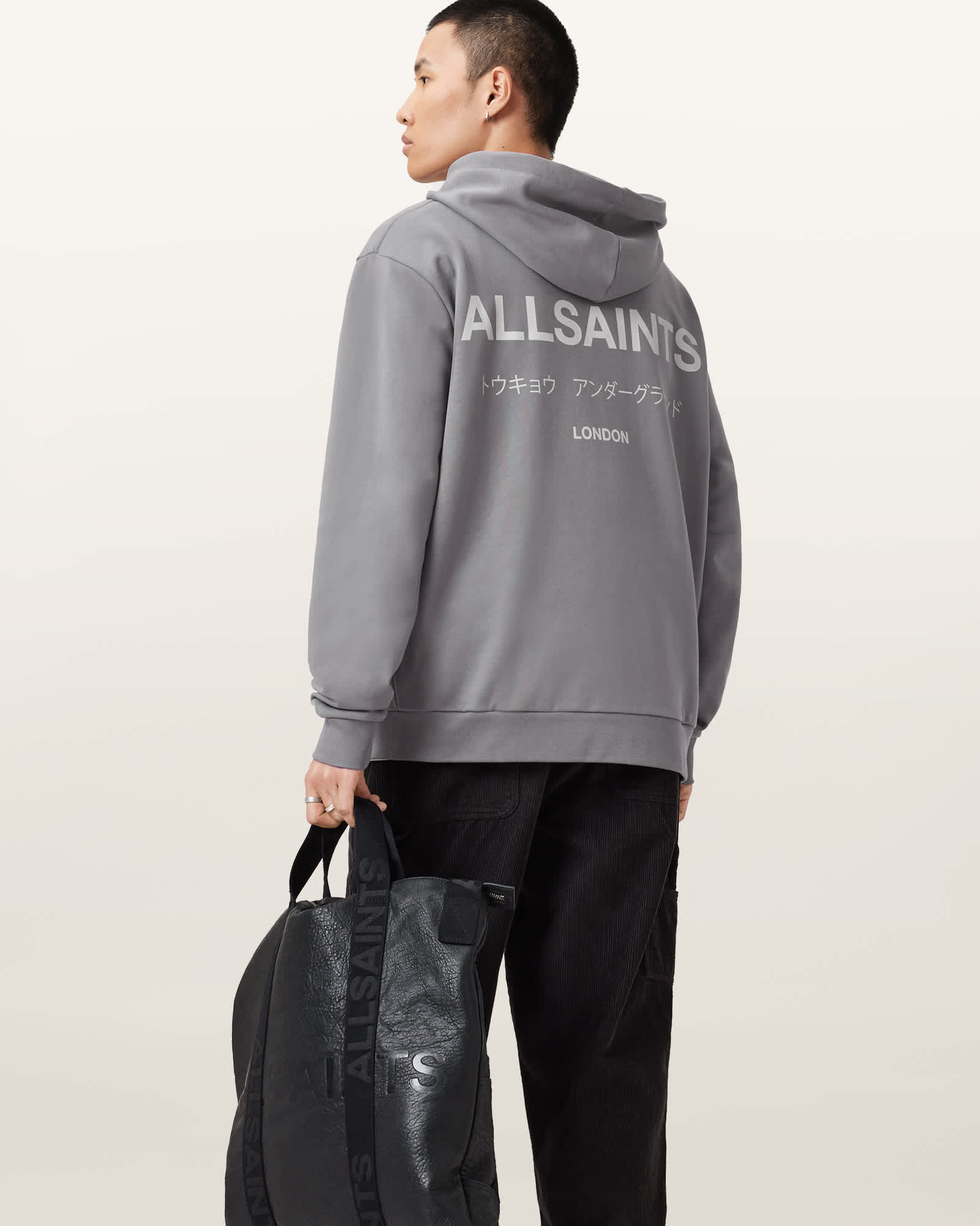 AllSaints Cotton Underground Pullover Logo Hoodie, Size: XS