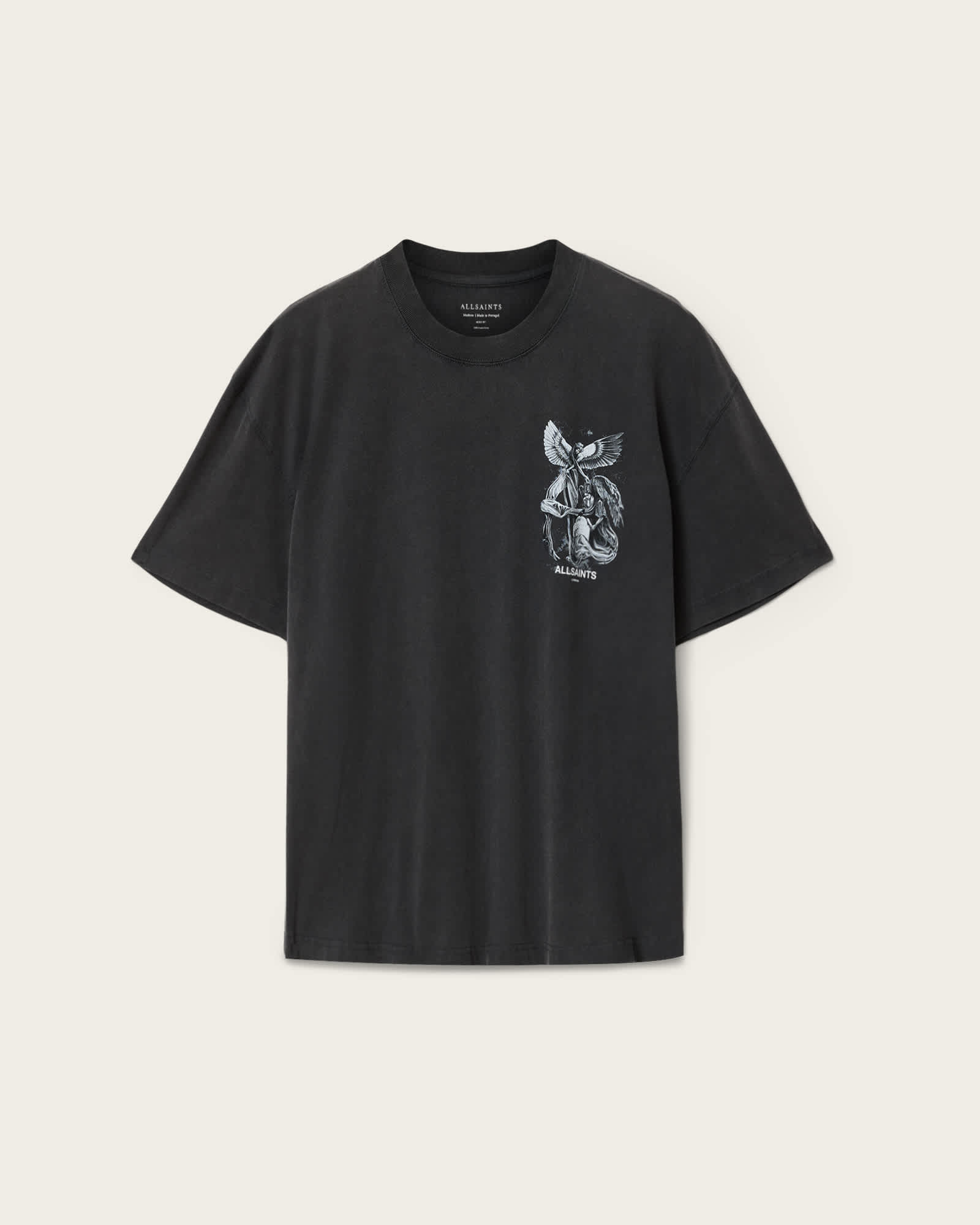 Allsaints Herren Schwarz Men's Seraph Short Sleeve Graphic T-Shirt Size Xs