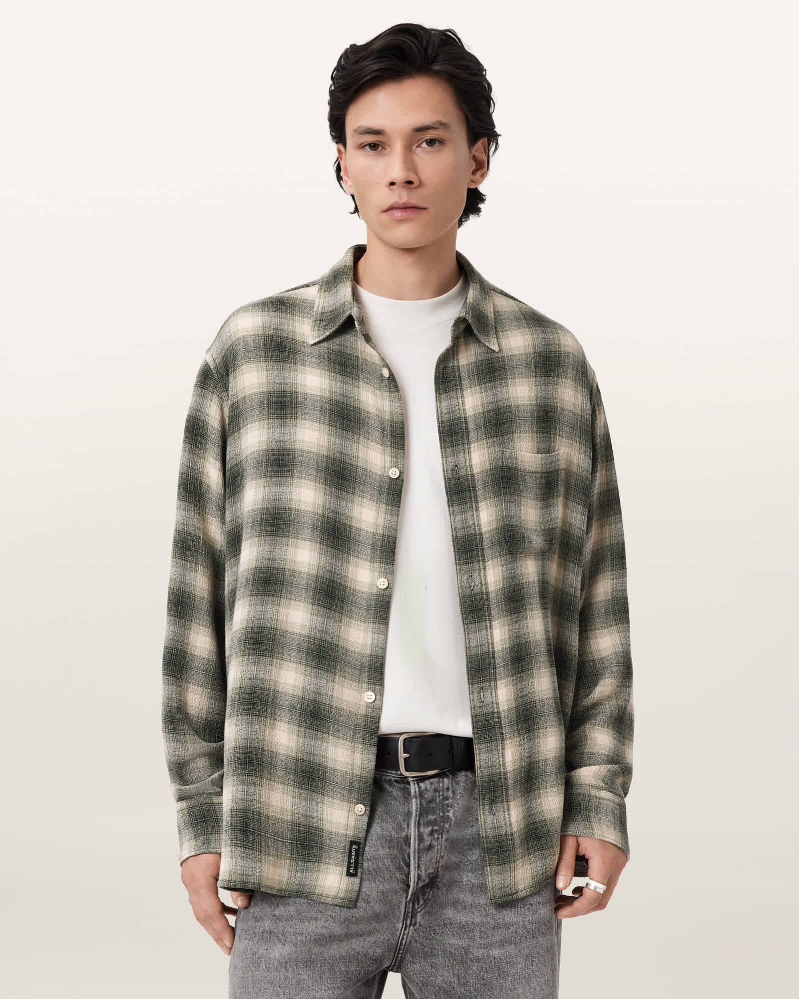AllSaints Viscose Lumley Oversized Check Shirt, Size: L