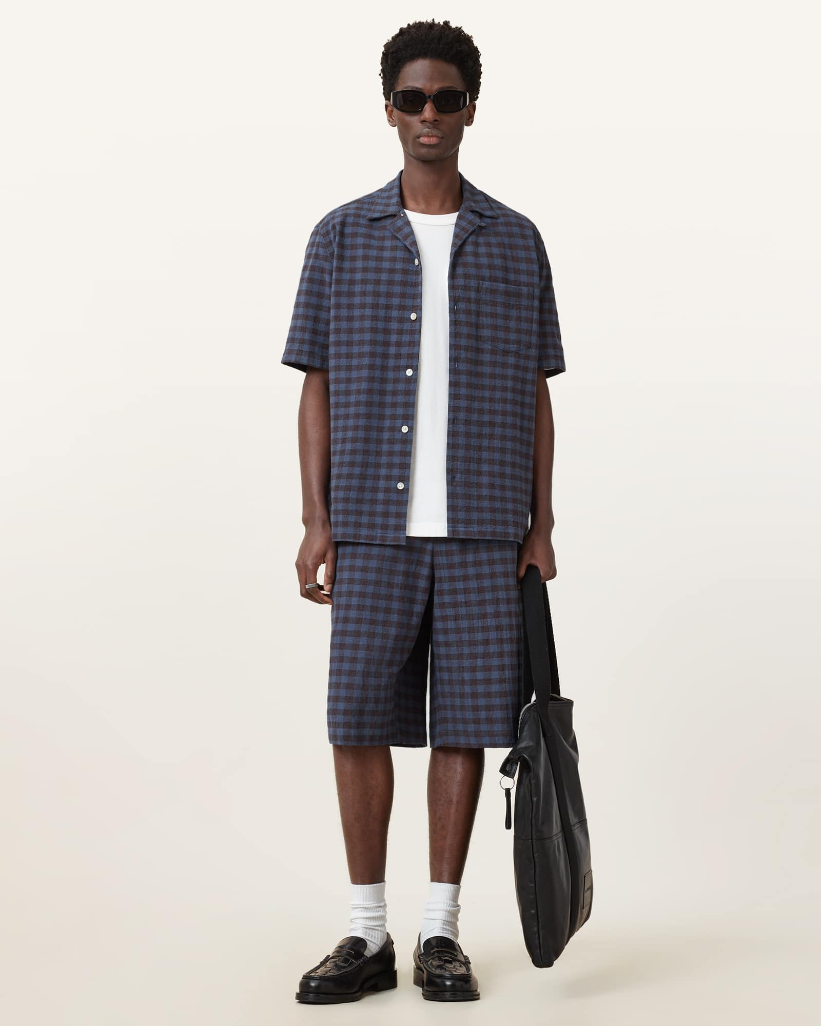 AllSaints Cooper Check Shorts,, Amalfi Blue