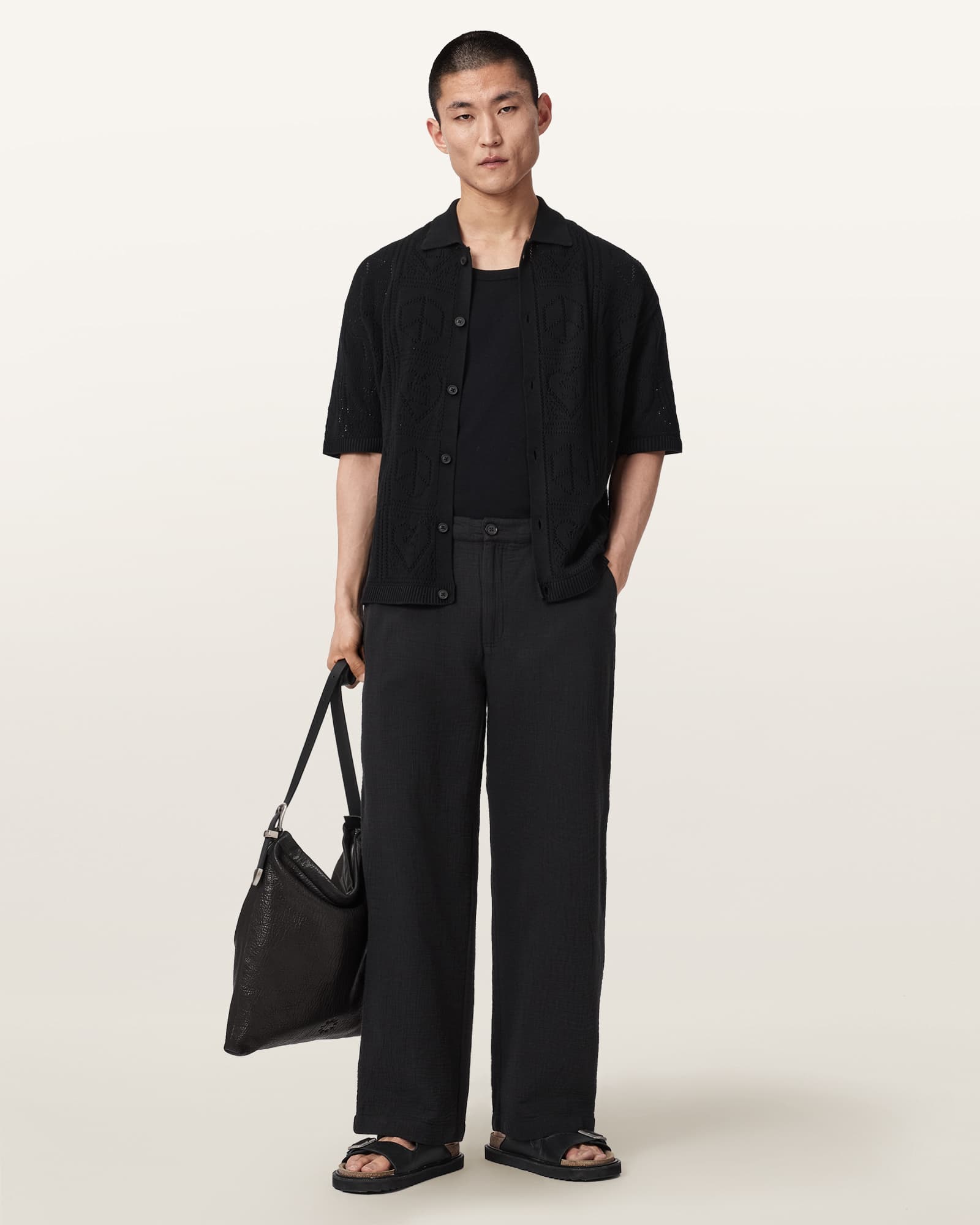 Allsaints Men's Black Taiko Loose Fit Trousers - Size  30