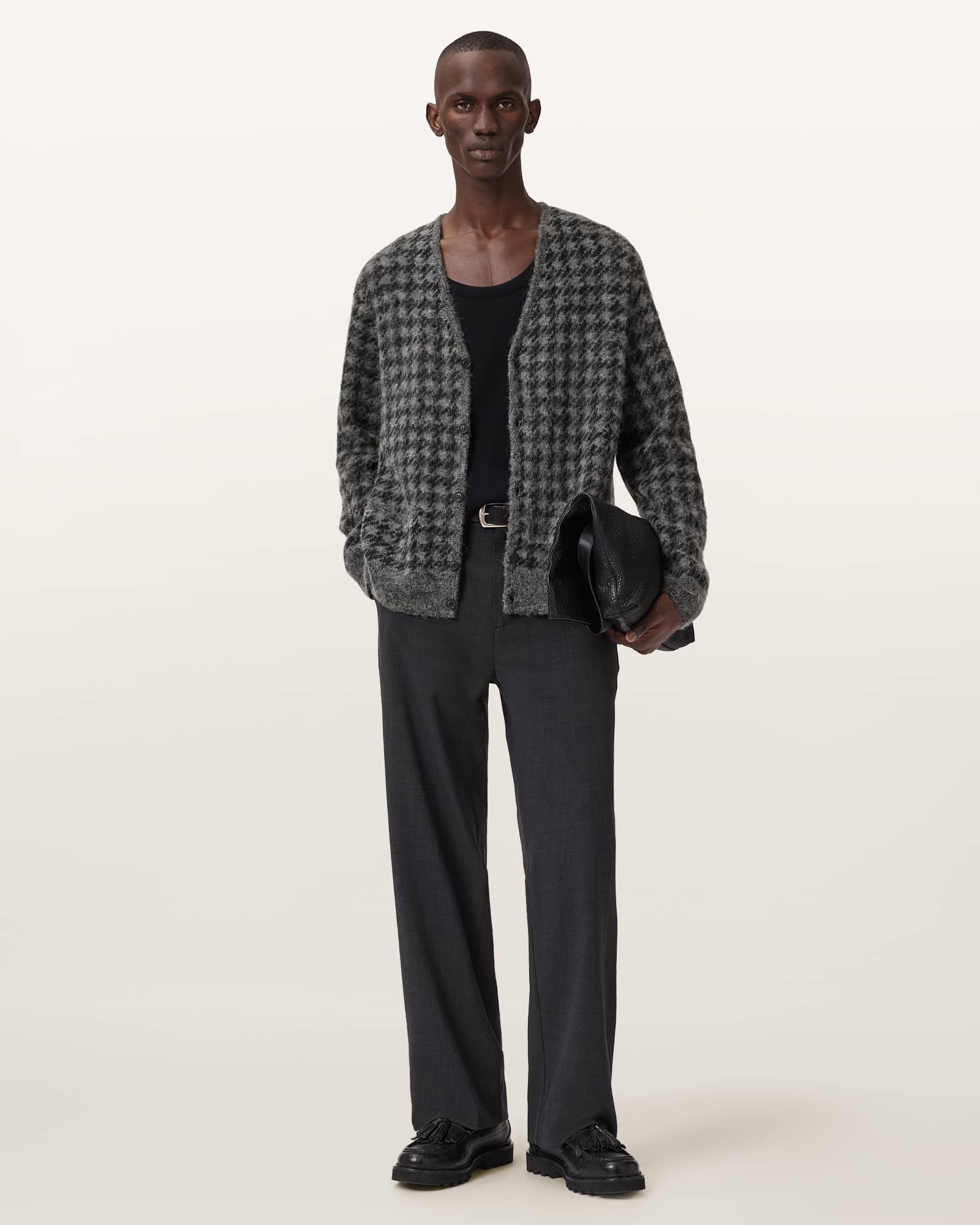 AllSaints Polyamide/Merino Wool Zain Wool Blend Cardigan, Size: XXL