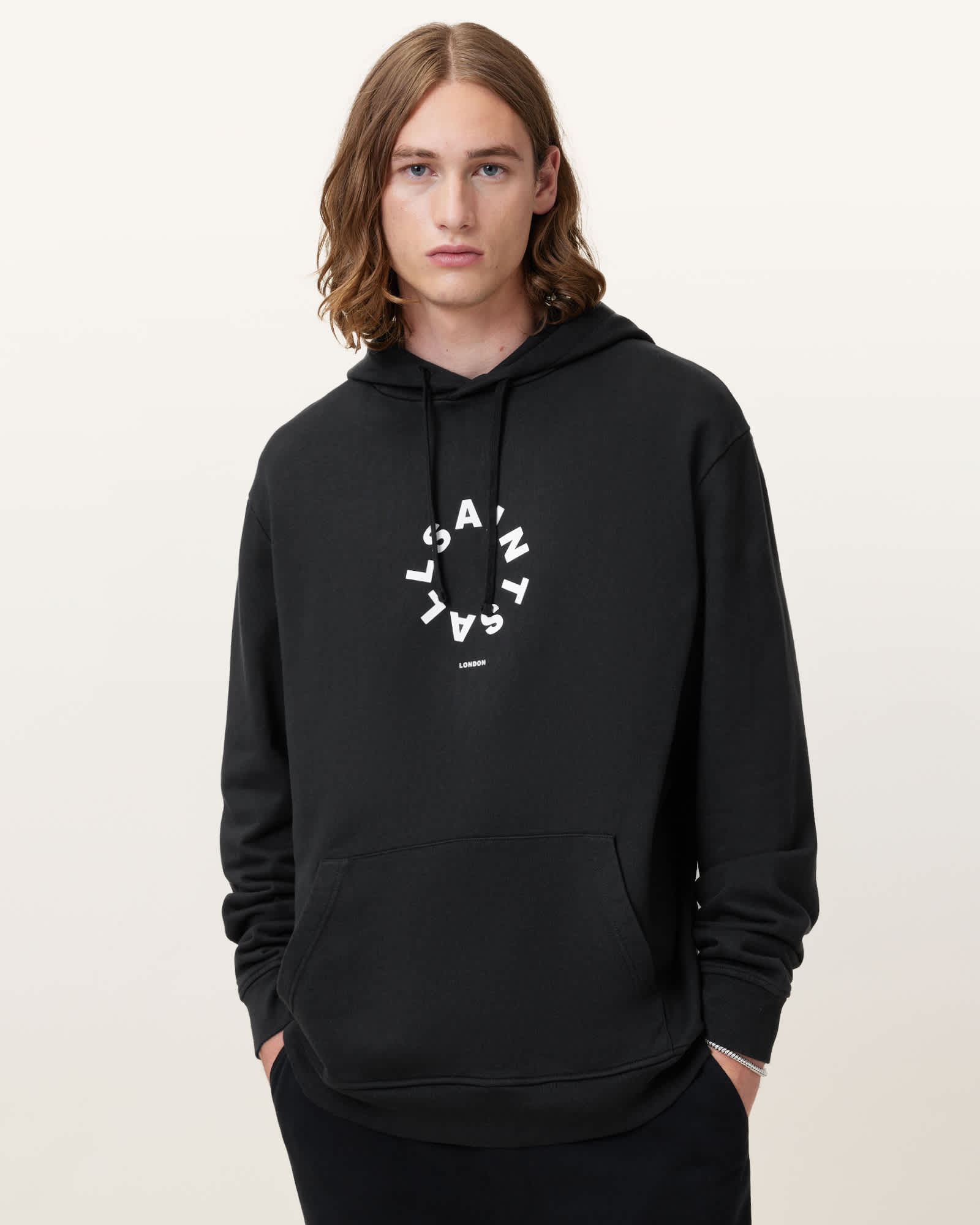 AllSaints Tierra Pullover Circle Logo Hoodie
