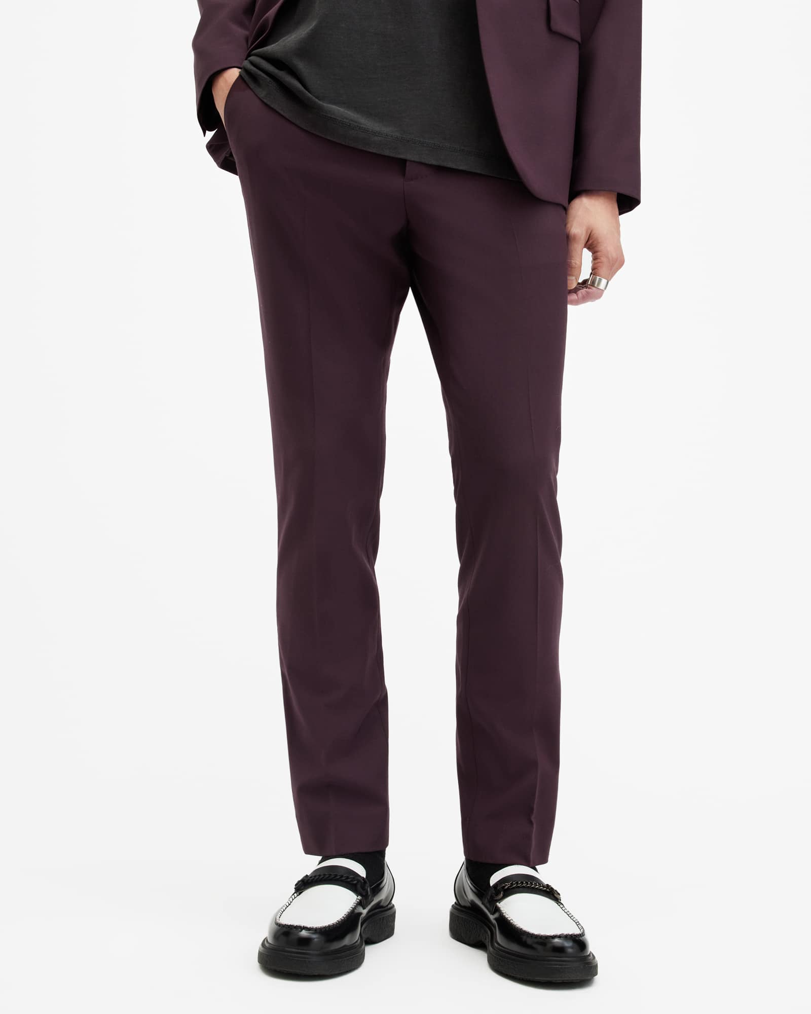AllSaints Polyester/Wool Lisle Skinny Fit Tailored Trousers