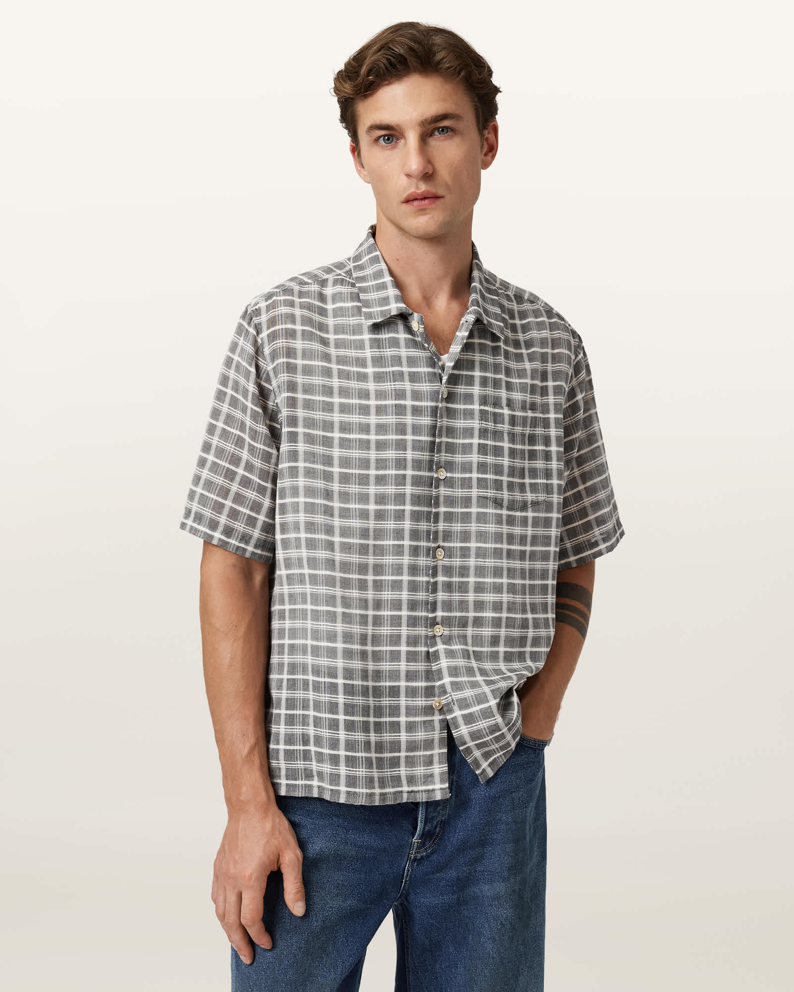 AllSaints Cotton Sandy Short Sleeve Check Shirt
