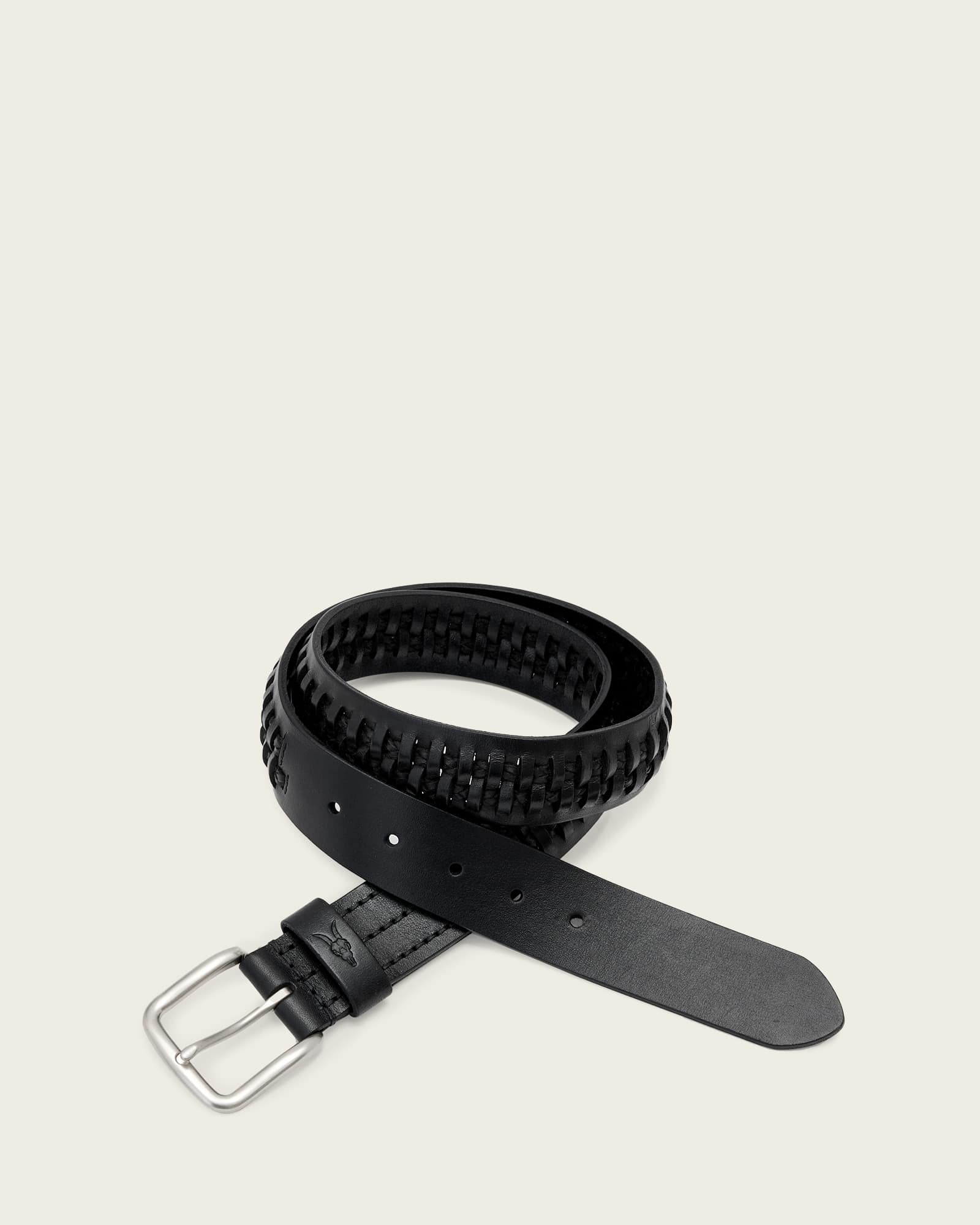 Allsaints Men's Black Gus Woven Leather Belt - Size  38