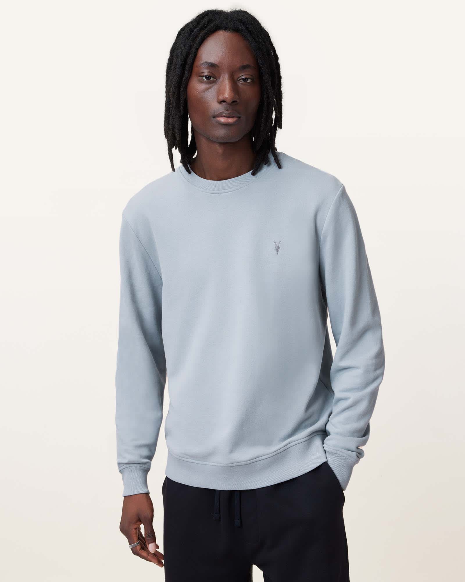 AllSaints Raven Crew Neck Ramskull Sweatshirt,, Willow Blue