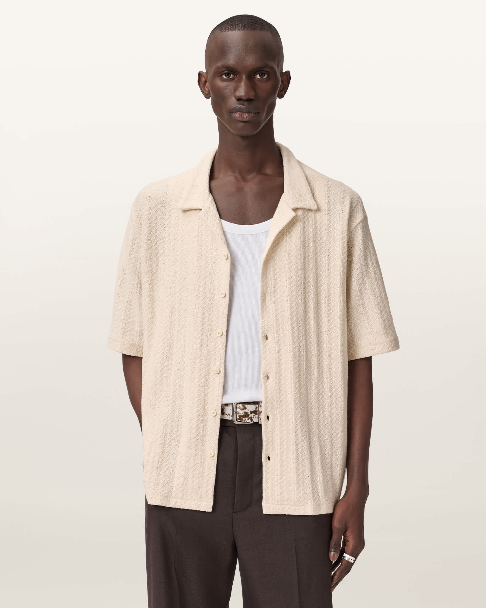 AllSaints Cotton Trace Oversized Textured Shirt, Size: XS