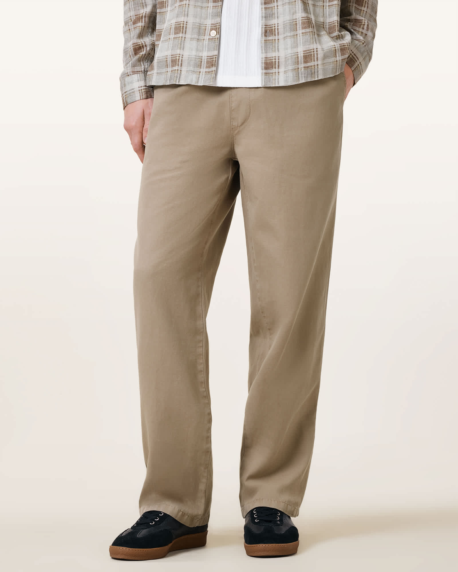 AllSaints Hanbury Straight Fit Trousers,, Rangifer Brown