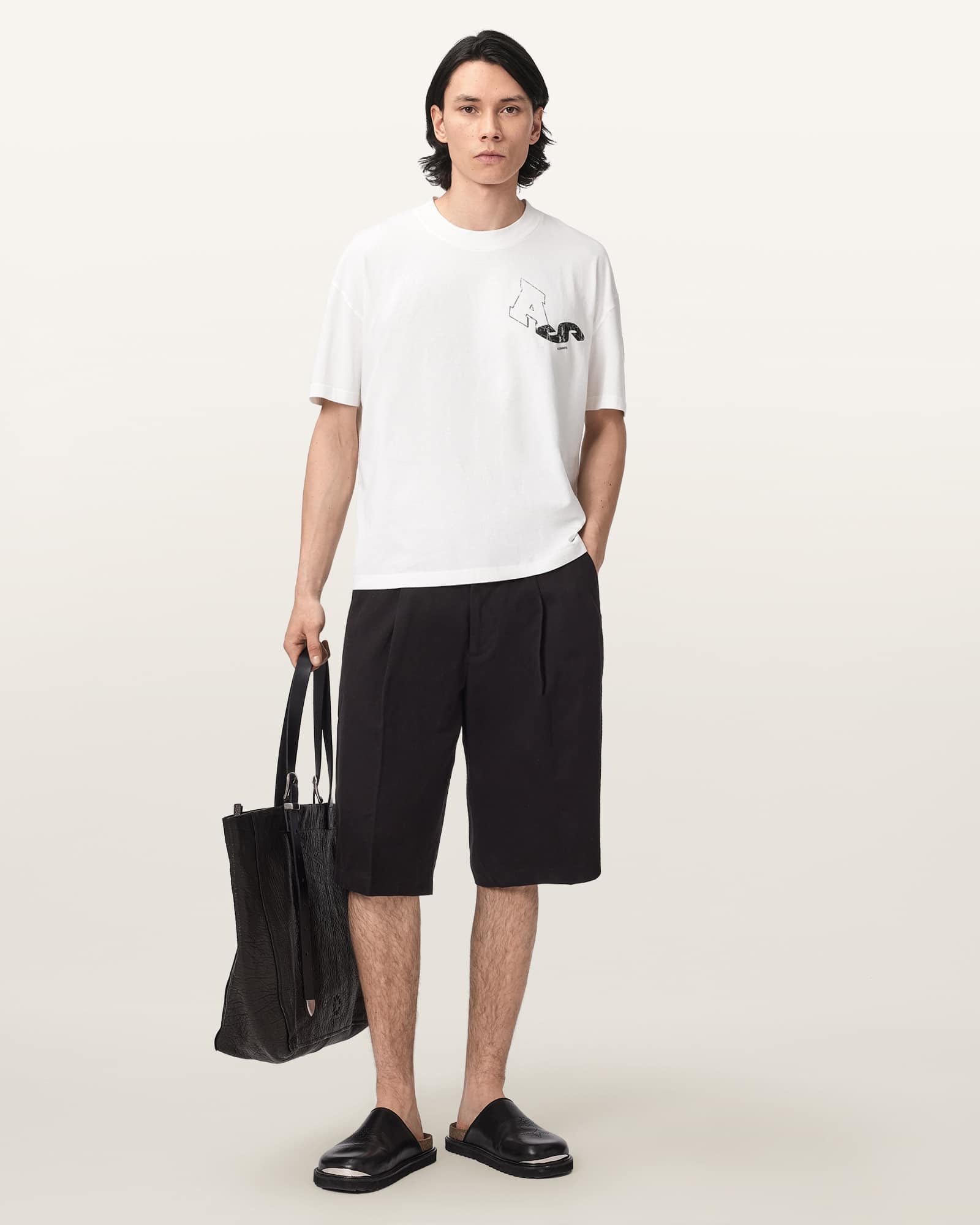 AllSaints Cotton Castro Wide Leg Cotton Shorts, Size: 28