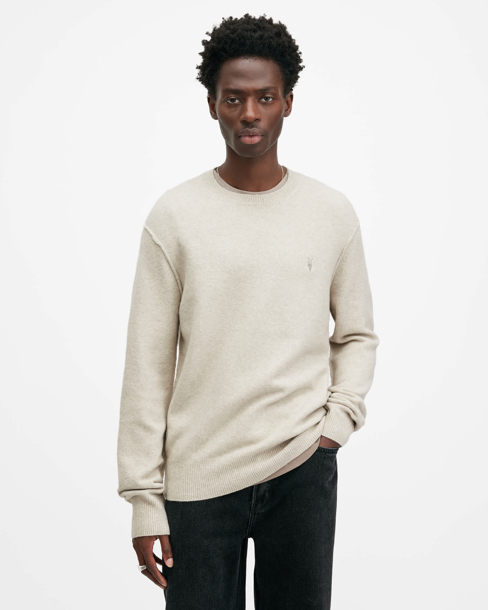 Allsaints Men's Statten Ramskull Crew Neck Jumper - Size  Xxl