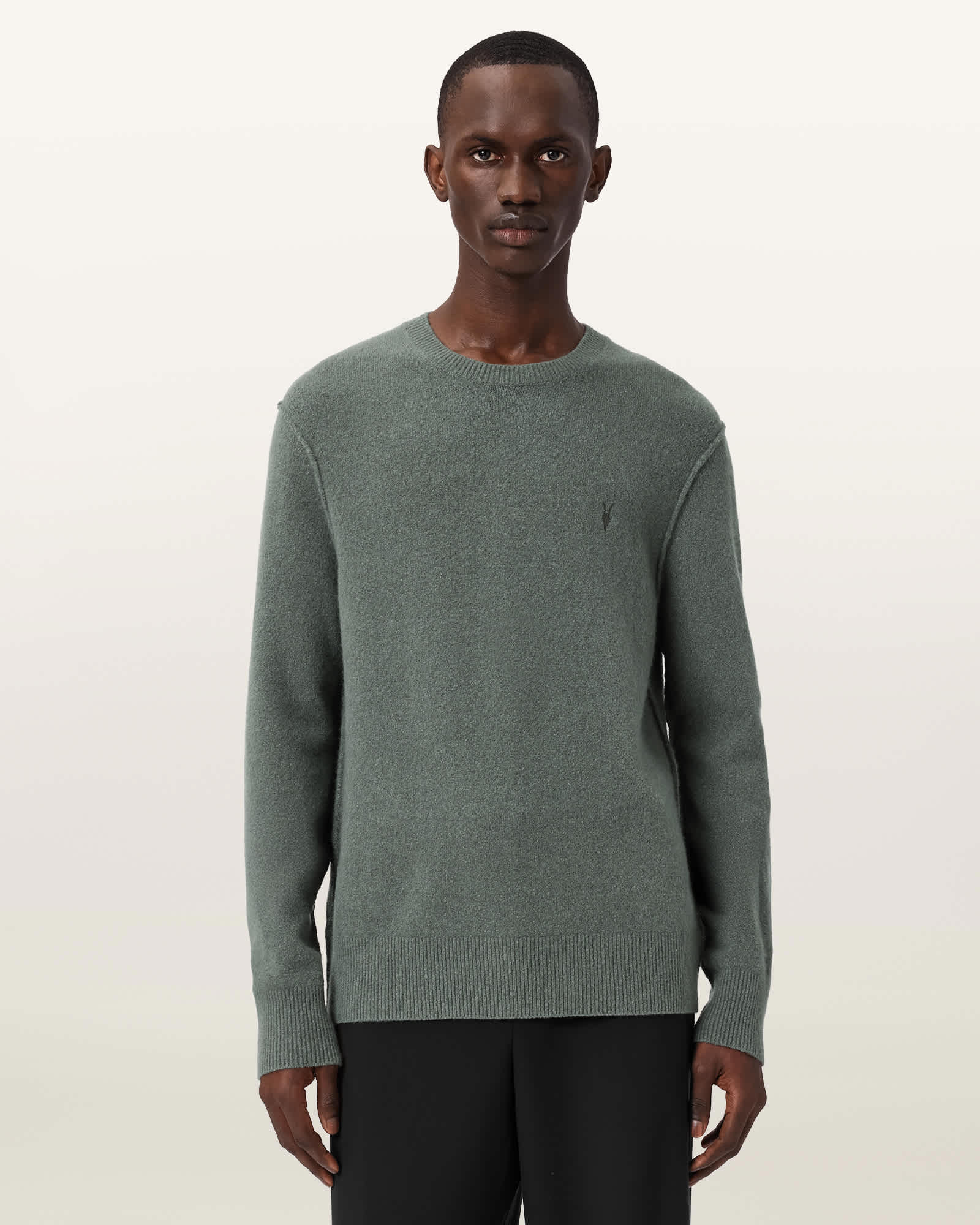 AllSaints Statten Ramskull Crew Neck Jumper,, Maple Green