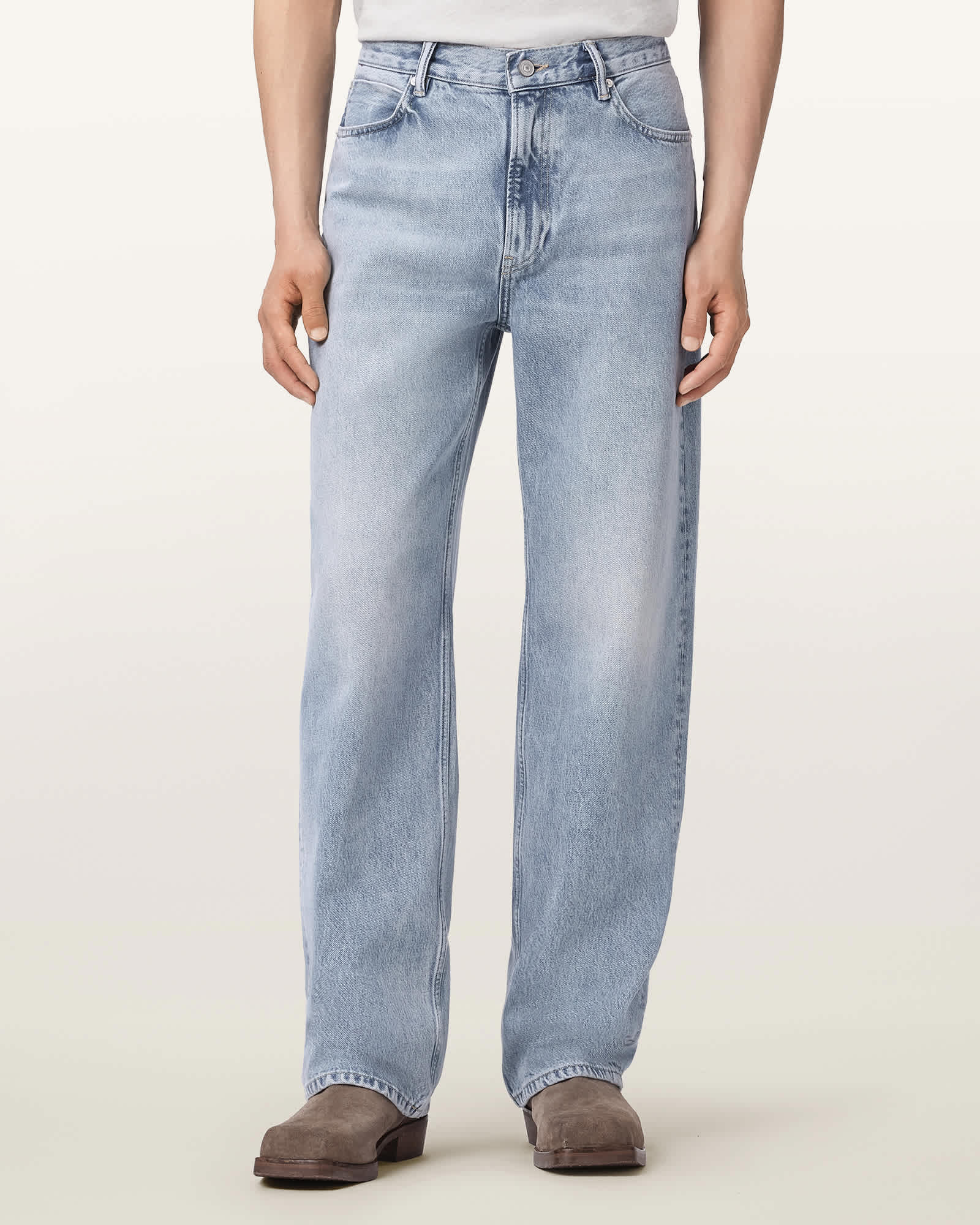 Allsaints Men's Blue Mullen Straight Leg Loose Denim Jeans - Size  36/L30