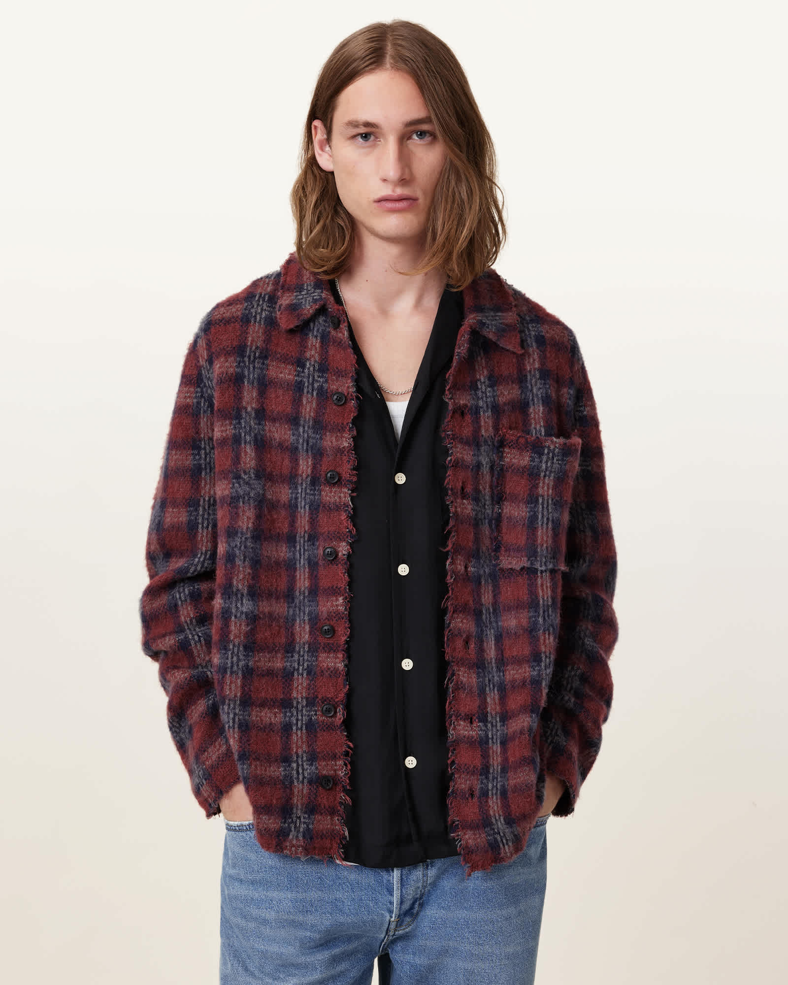 Allsaints Men's Austin Checked Brushed Cardigan - Size  S