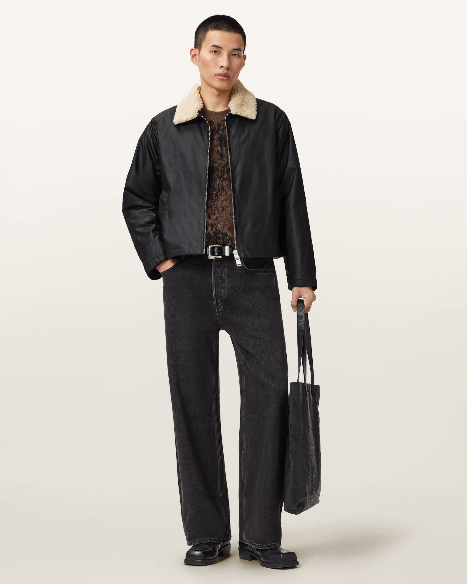 AllSaints Boston Waxed Jacket,, Black