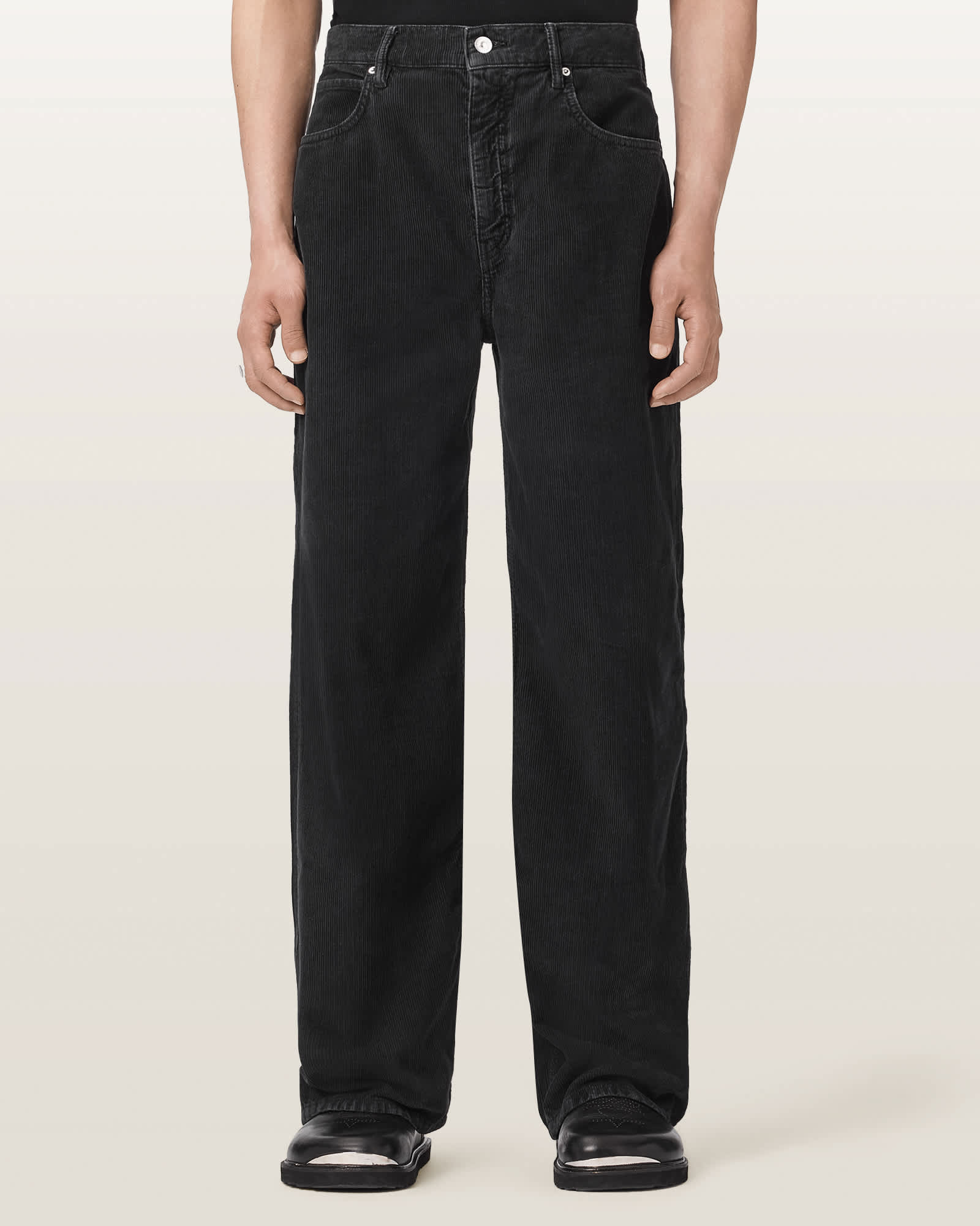 Allsaints Men's Blue Lenny Loose Fit Wide Leg Corduroy Jeans - Size  33