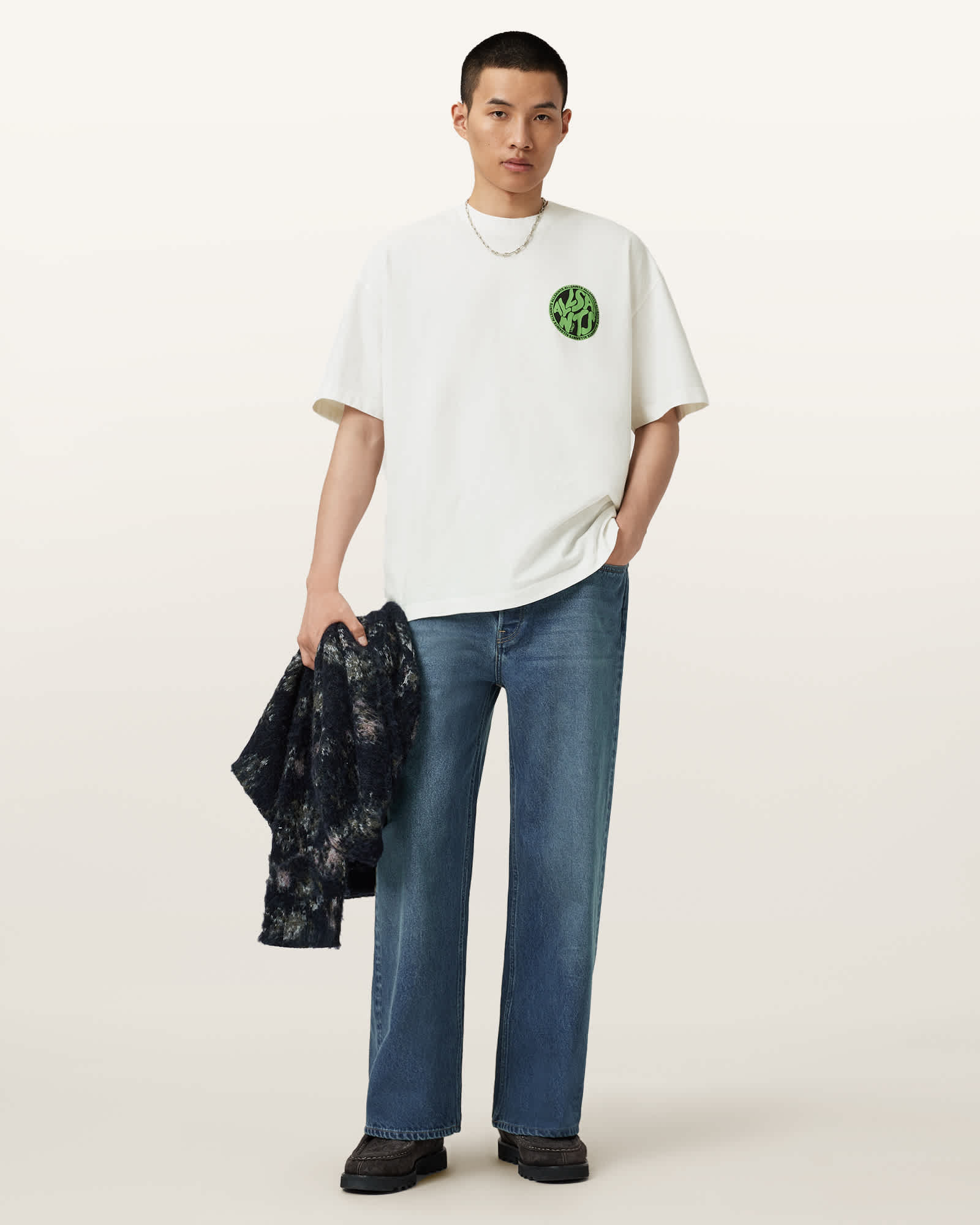 Allsaints Distortion Short Sleeve T-shirt In White