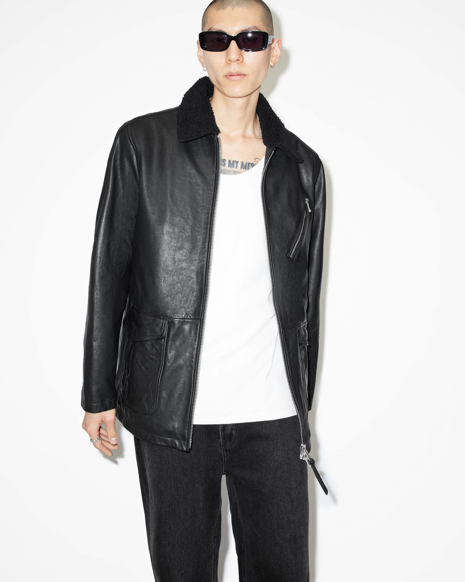 Allsaints Men's Grain Moriarty Zip Up Faux Fur Lined Coat - Size  Xs