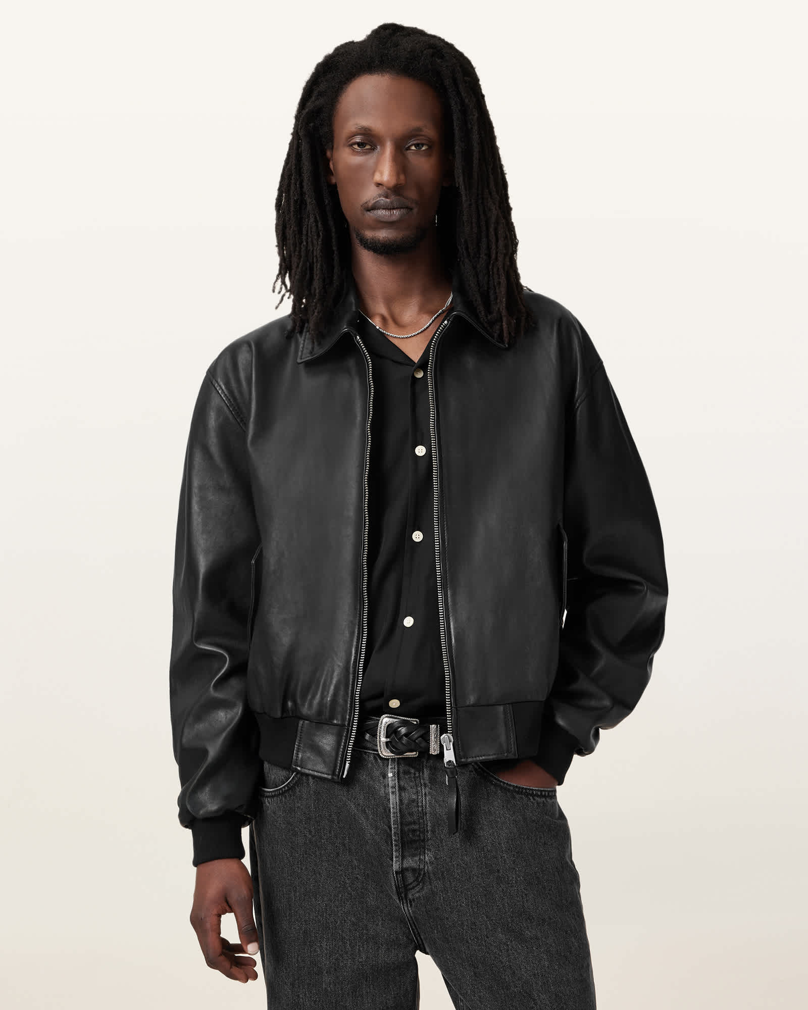 Allsaints Men's Marco Oversized Leather Bomber Jacket - Size  Xxl