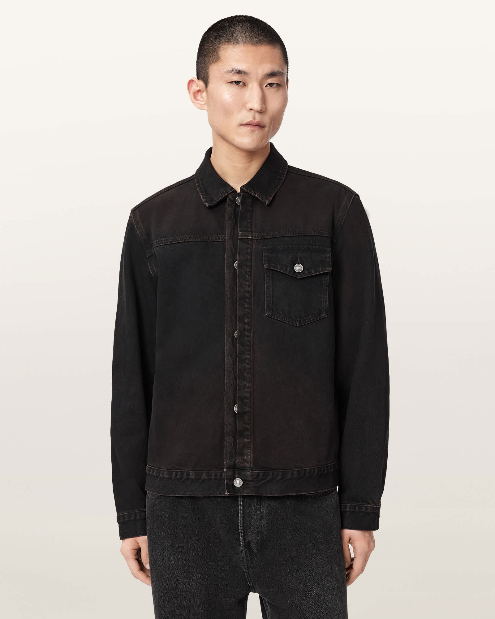 Allsaints Men's Brown Roth Long Sleeve Denim Jacket - Size  M