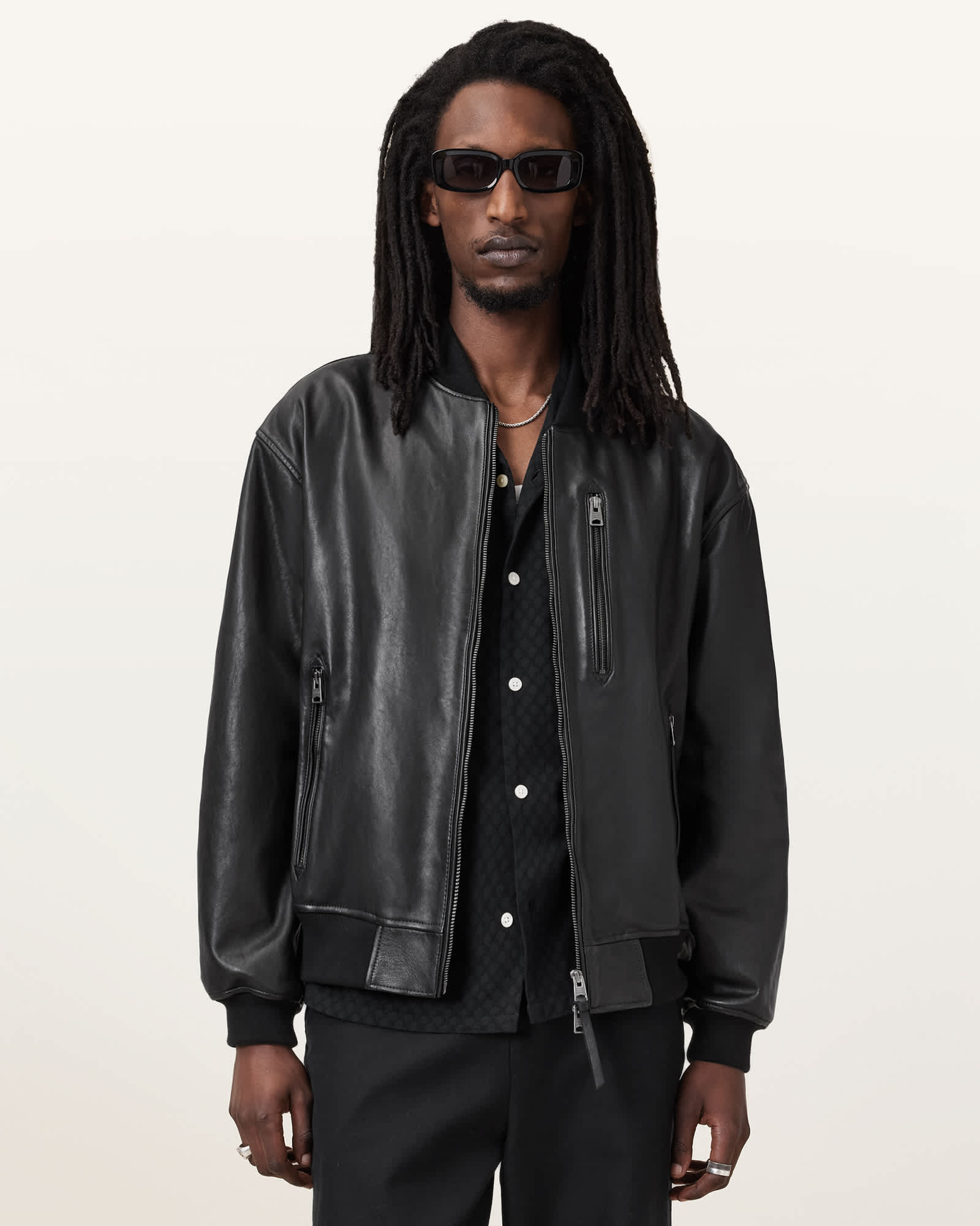 Allsaints Men's Kino Oversized Leather Bomber - Size  Xs