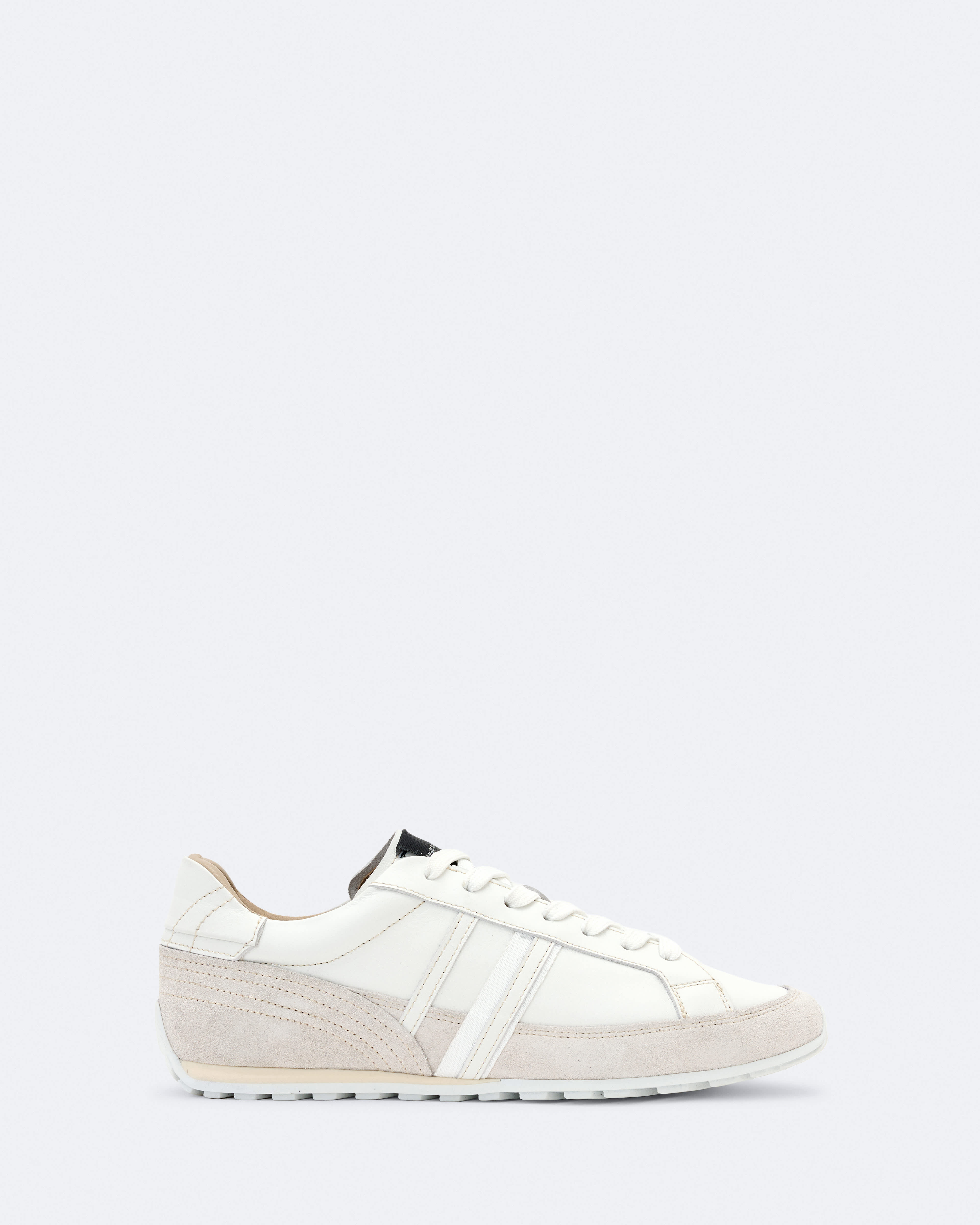 Allsaints Men's White/White Liam Leather And Suede Low-Top Trainers - Size  12