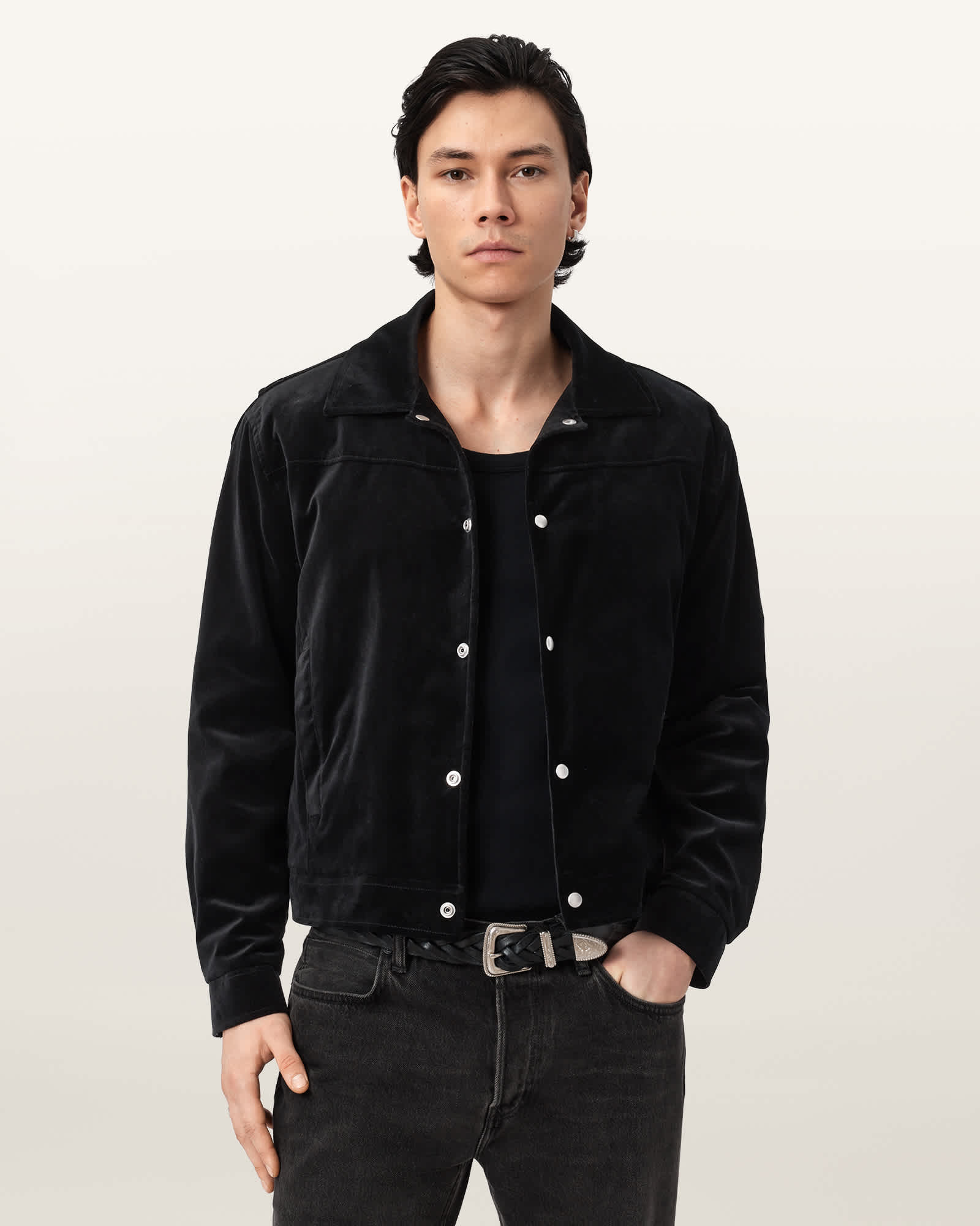 AllSaints Boulevard Cotton Jacket,, Black