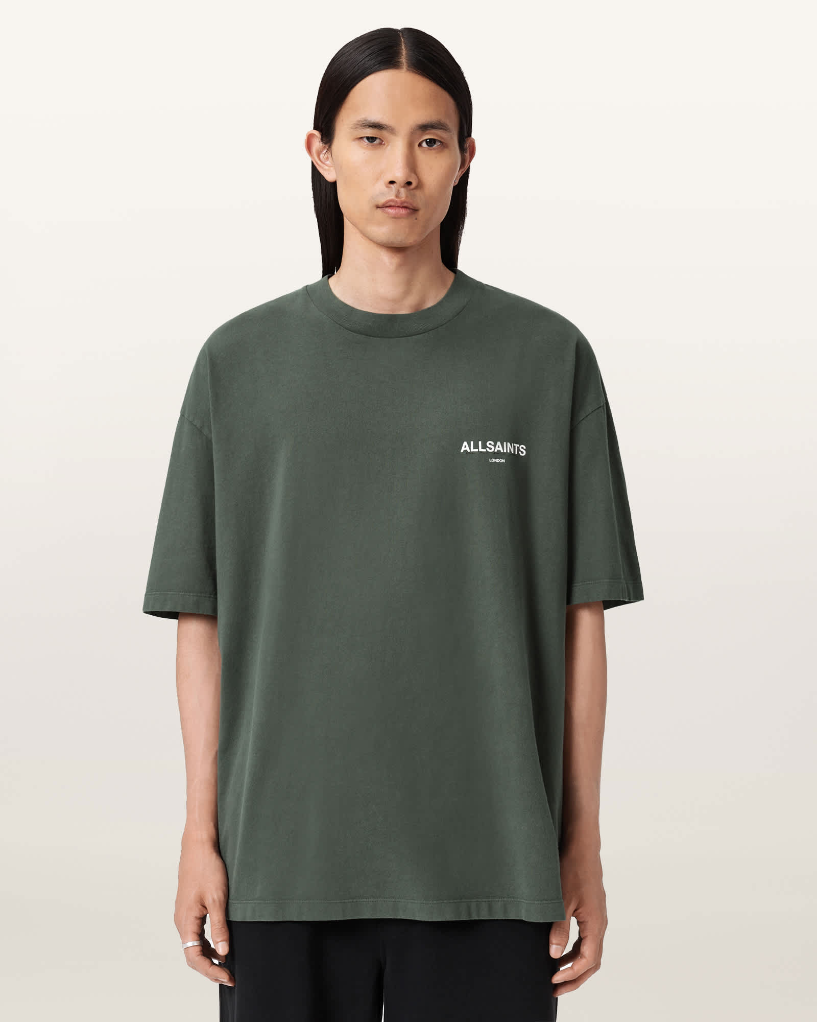 AllSaints Halcyon Short Sleeve Crew T-Shirt,, Garnet Green