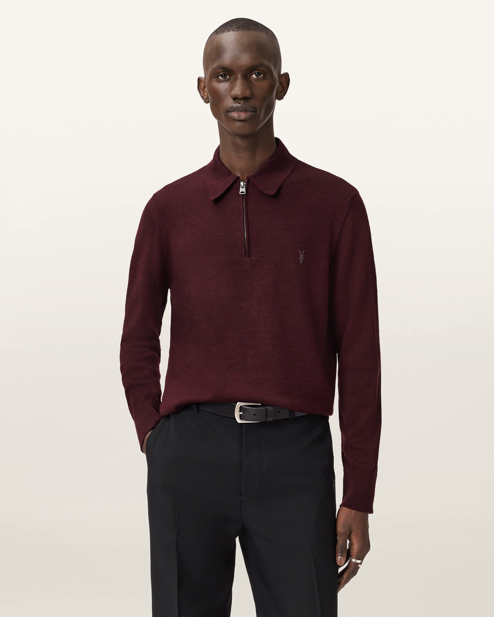 AllSaints Albany Merino Ramskull Polo