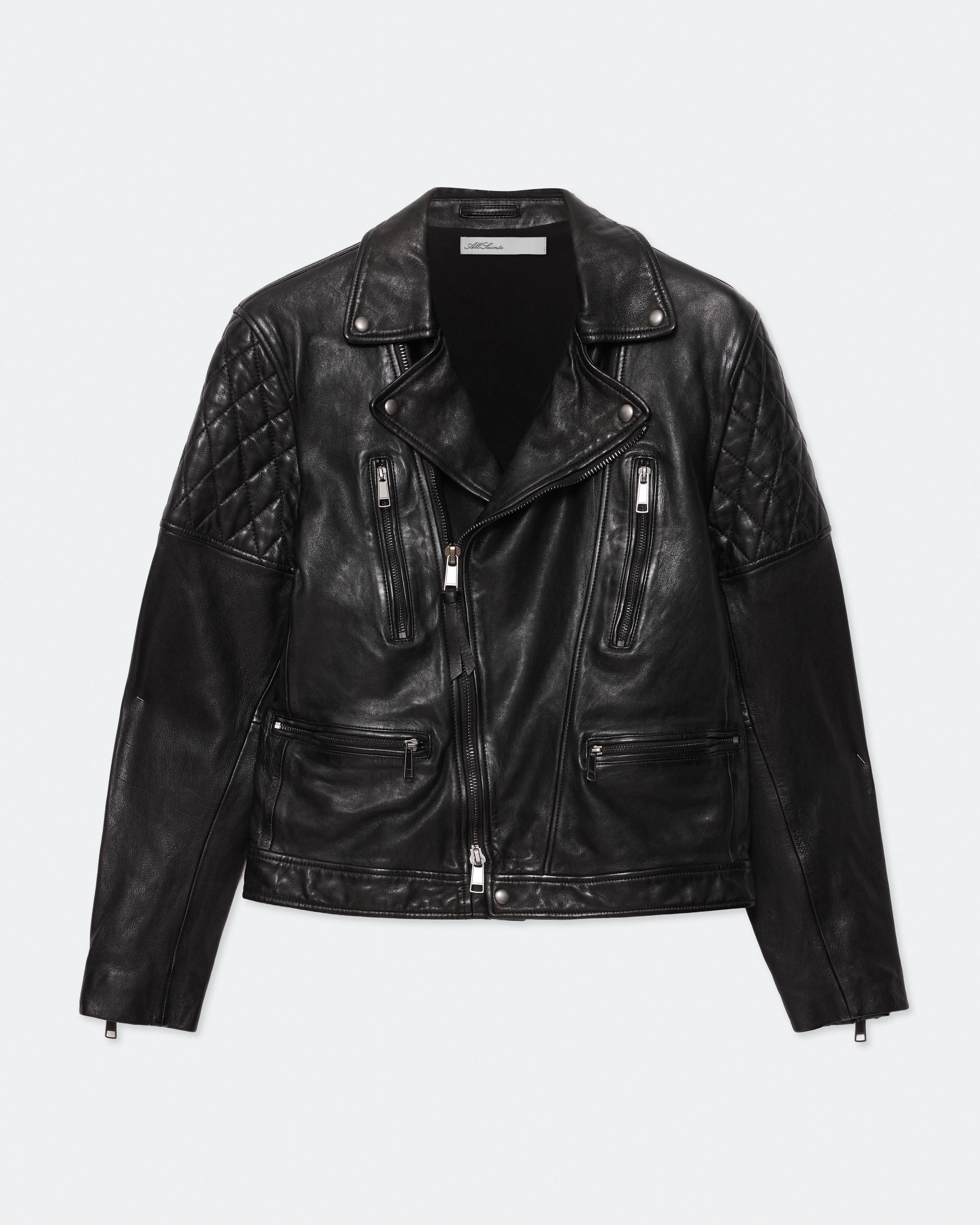 AllSaints Men's Reed Leather Jacket, Black, Size: S