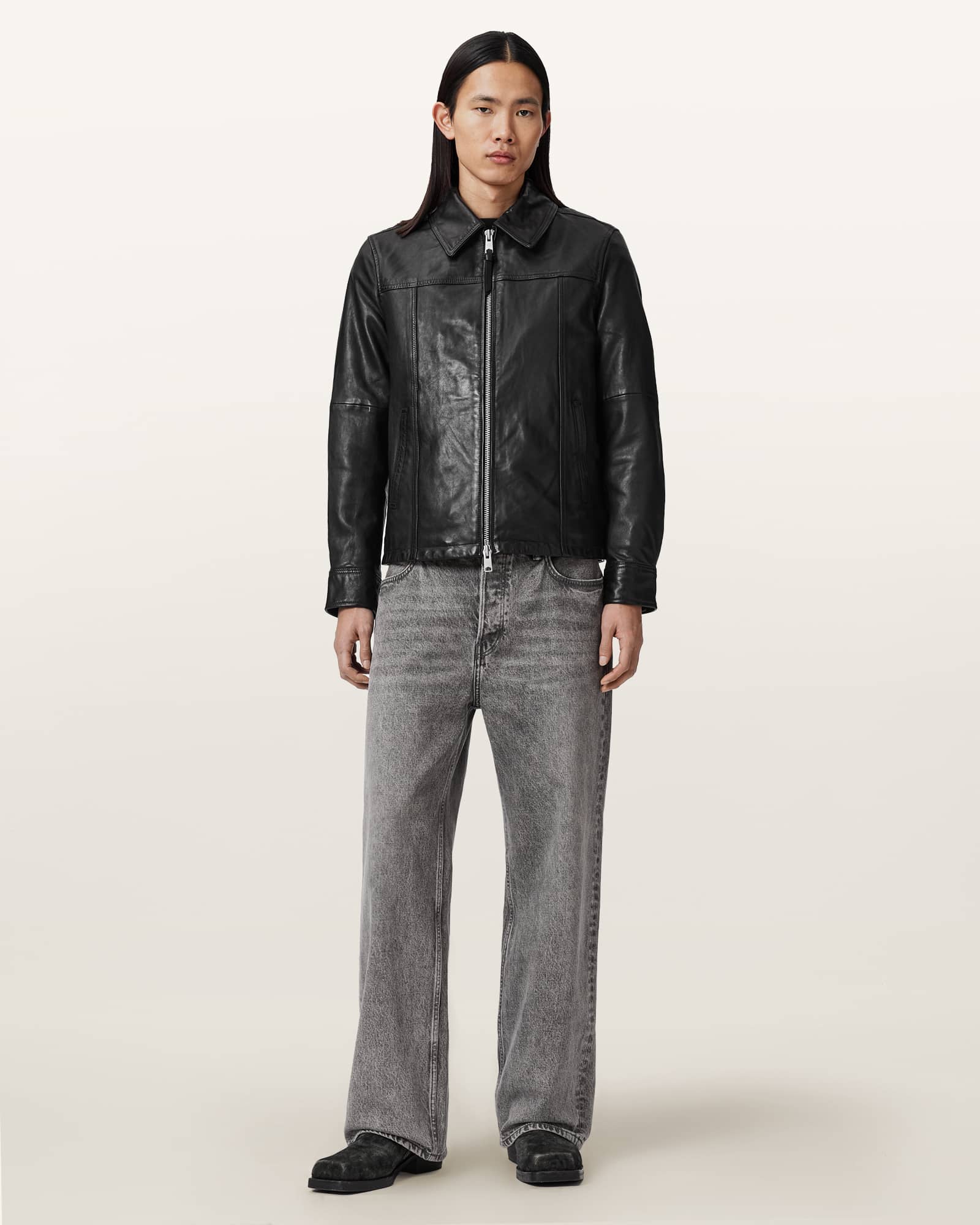 AllSaints Leather Repurpose Tailored Leather Jacket, Size: XS