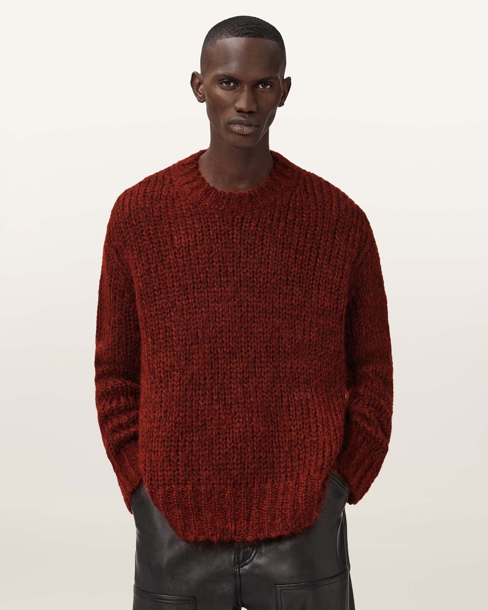 Allsaints Myles Oversized Sweater In Brown