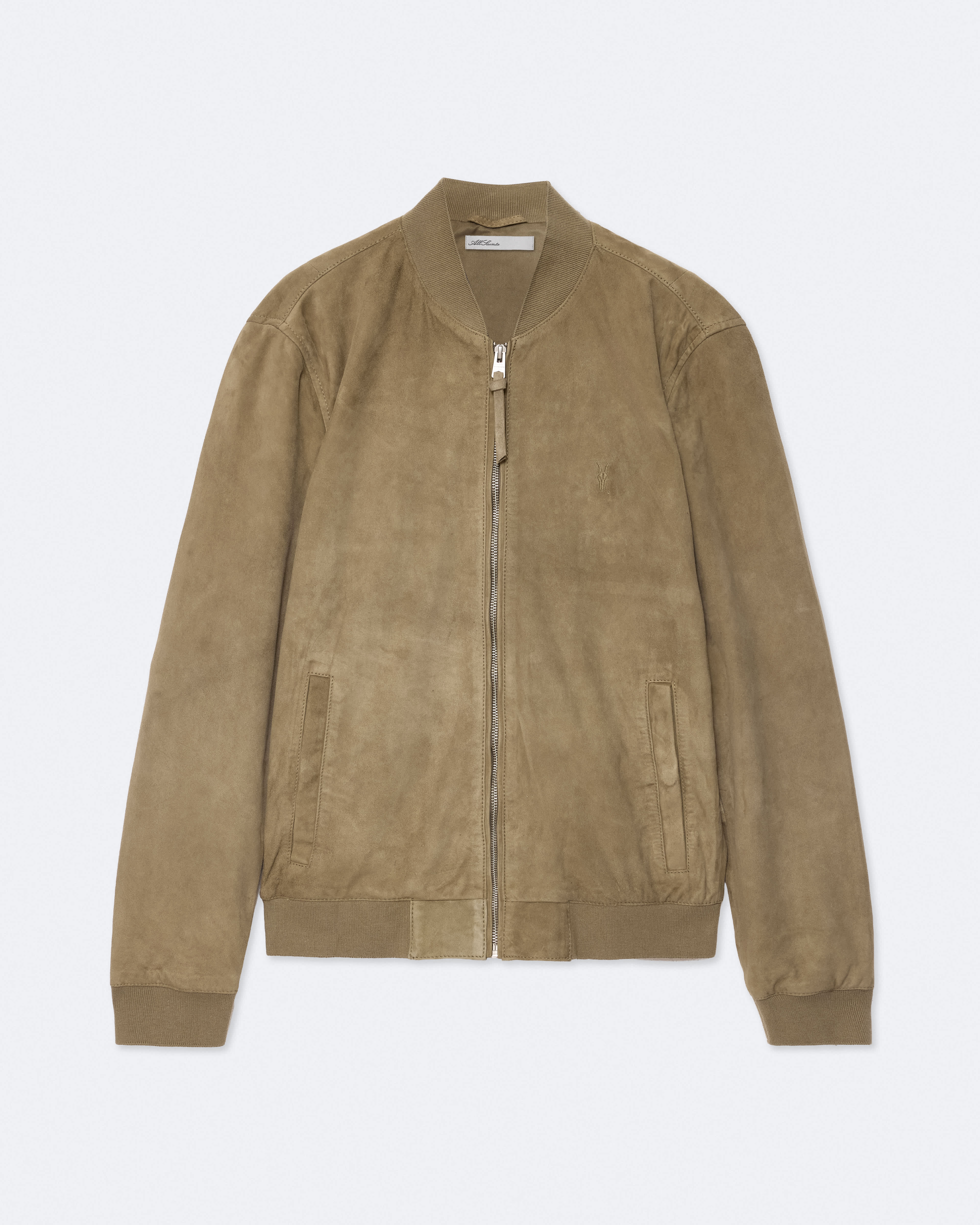 Allsaints Herren Grün Men's Morten Suede Bomber Jacket Size L - Bild 1