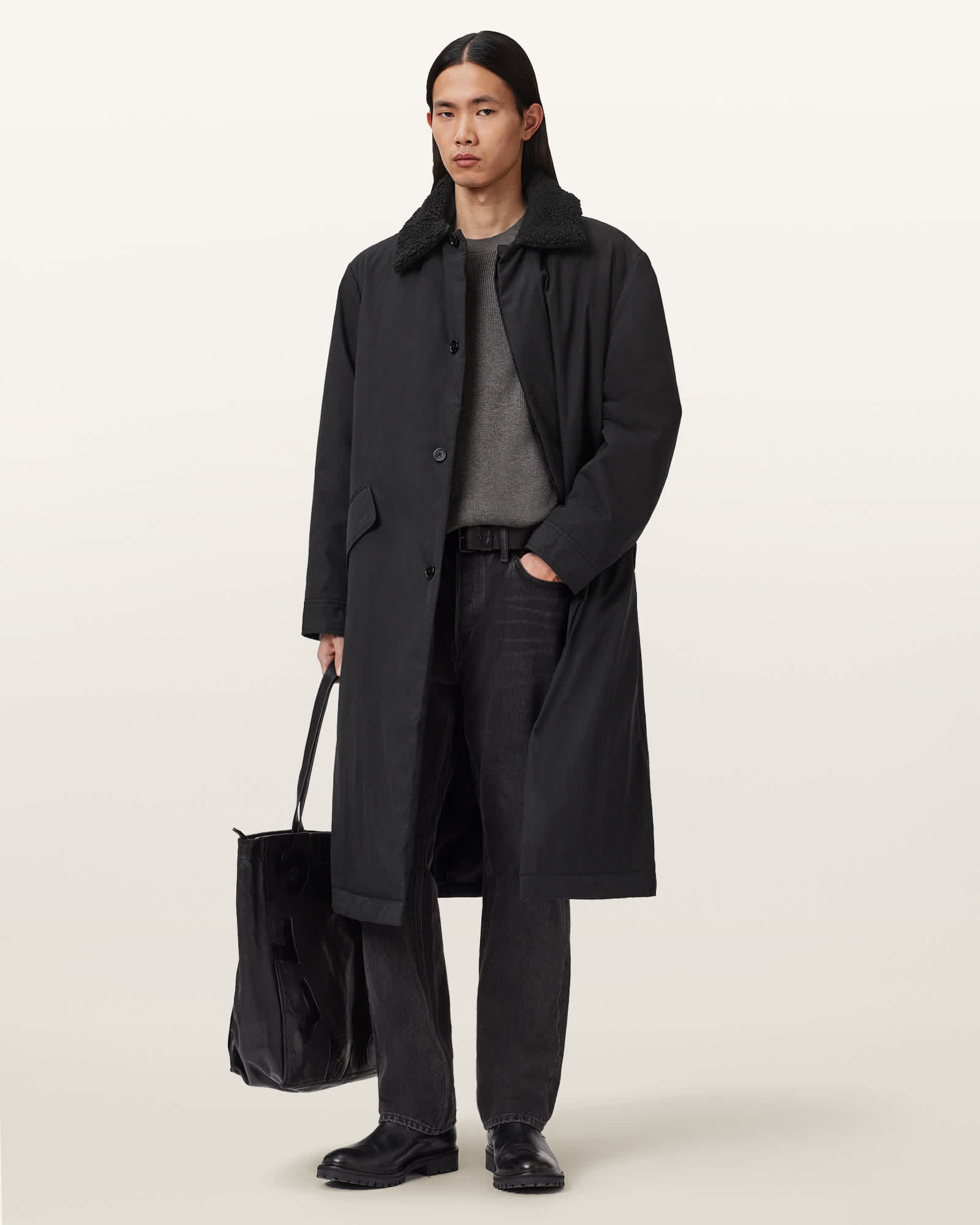 AllSaints Men's Leon Padded Full Length Mac