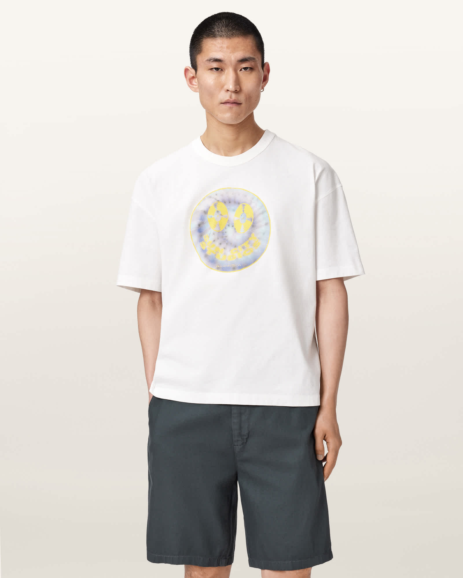 AllSaints Cotton Spun Out Boxy Short Sleeve Graphic T-Shirt, Size: M