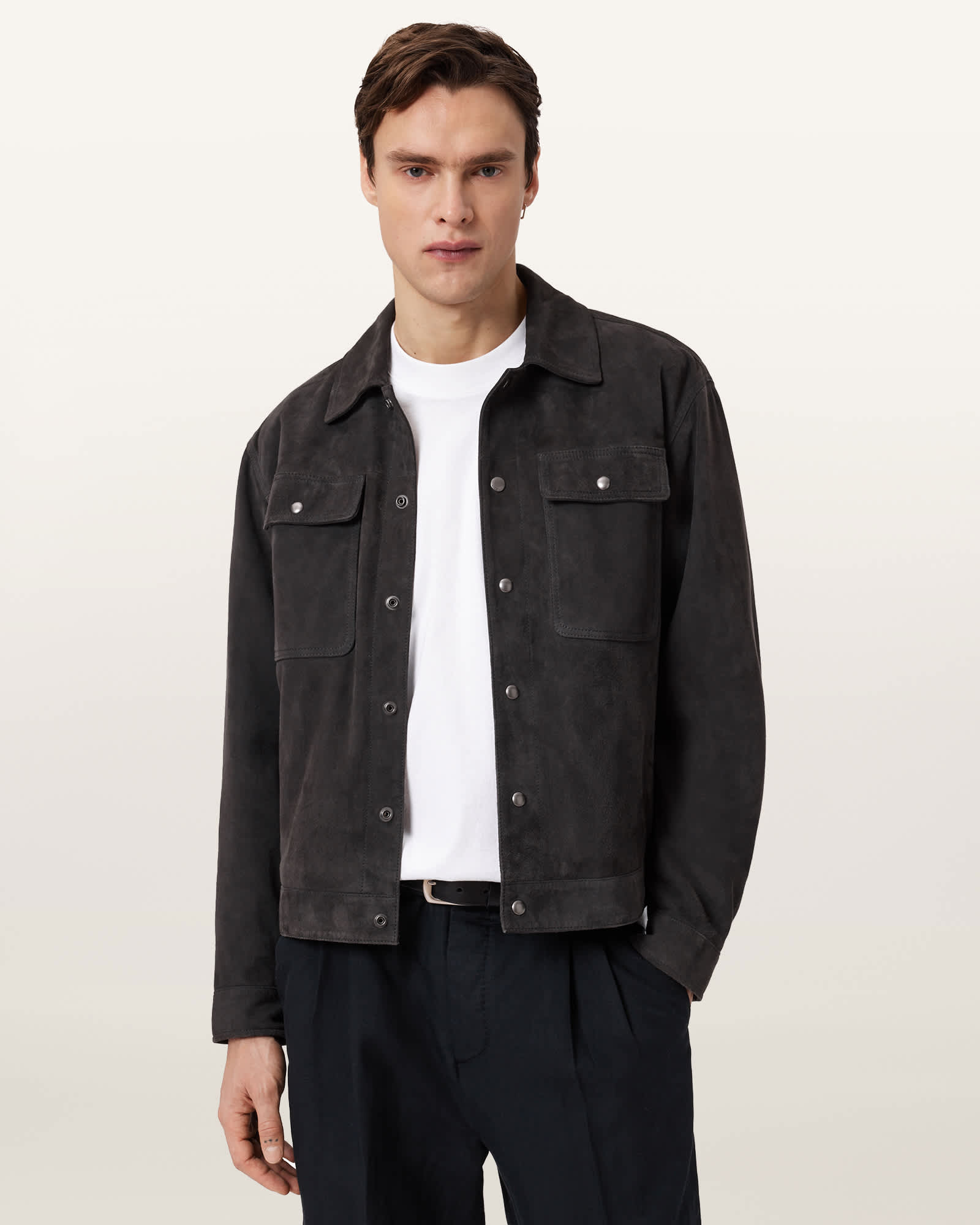 Allsaints Men's Black Shelton Leather Jacket - Size  Xl