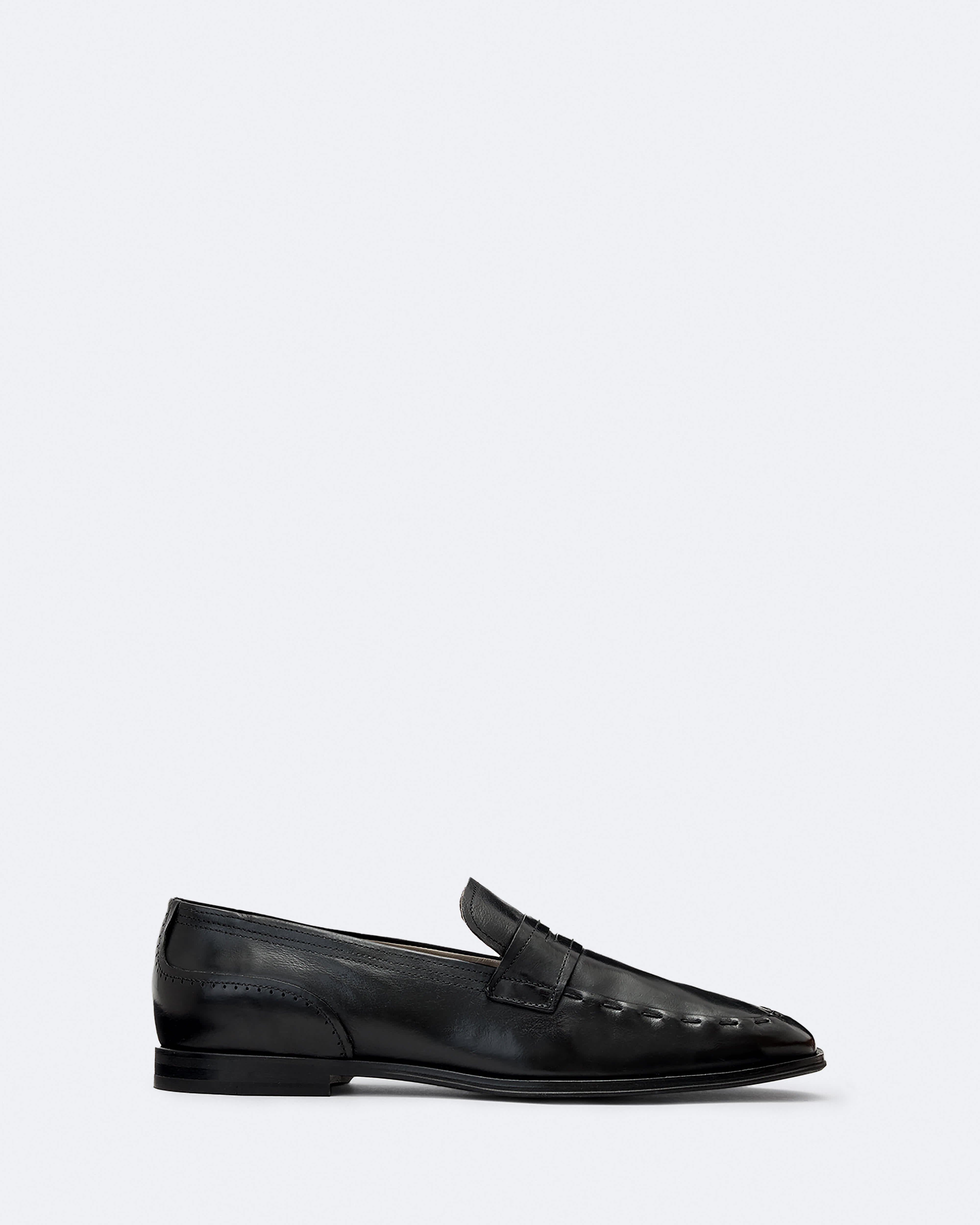 AllSaints Men's Jules Hand-Stitched Leather Loafers, Black, Size: 8