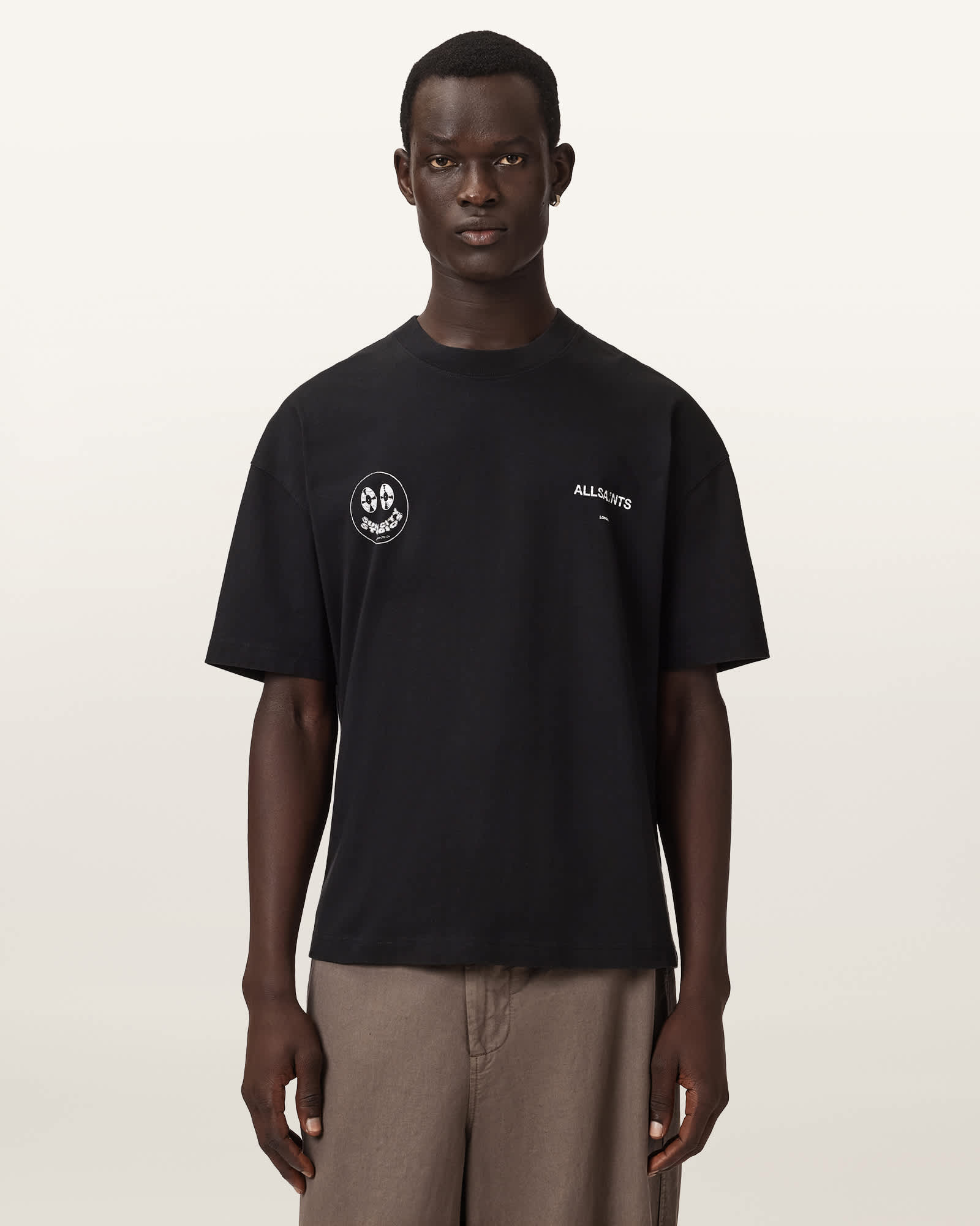AllSaints Cotton Spinner Oversized Short Sleeve Graphic T-Shirt, Size: S