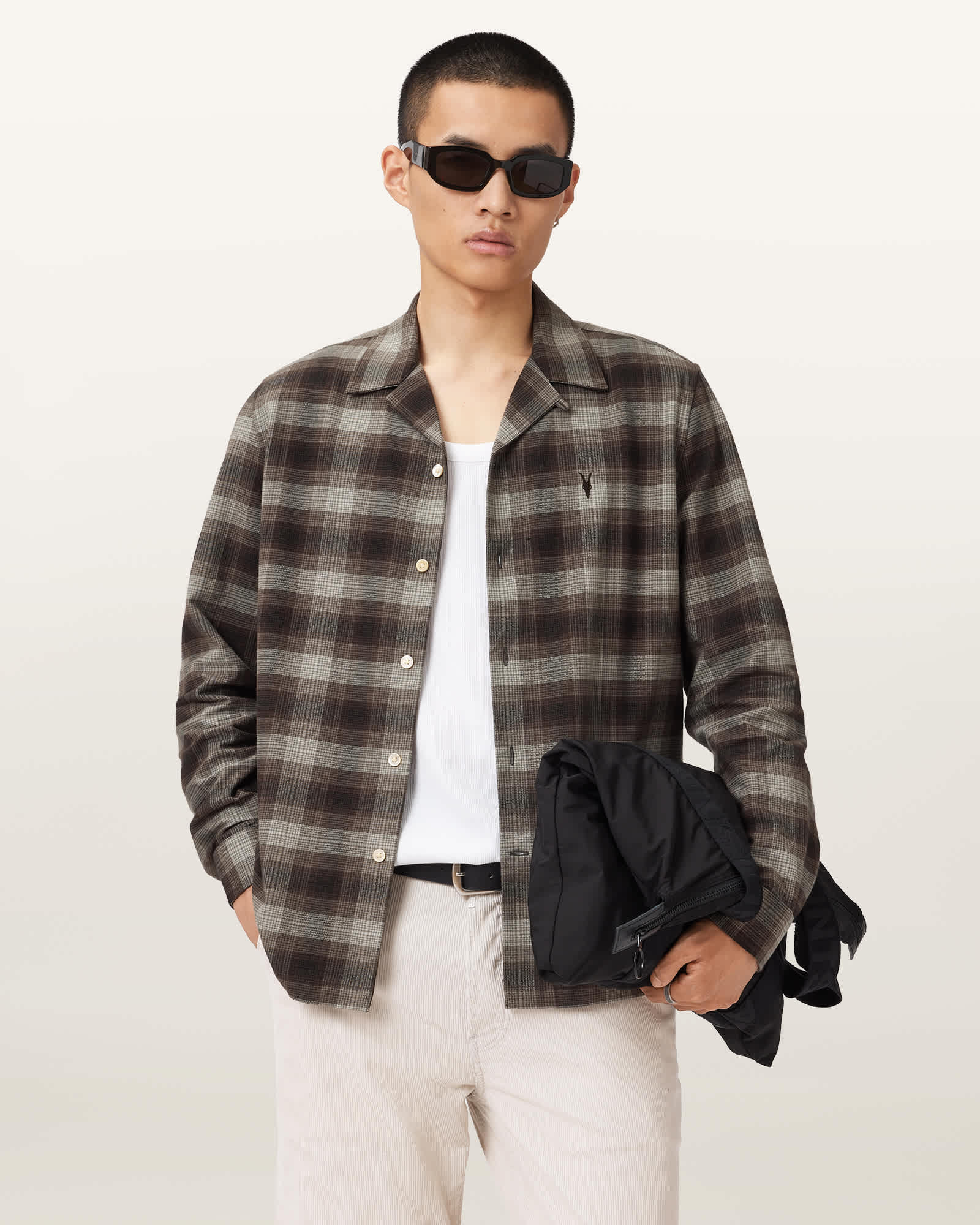 AllSaints Iniko Ramskull Relaxed Shirt,, Mole Brown