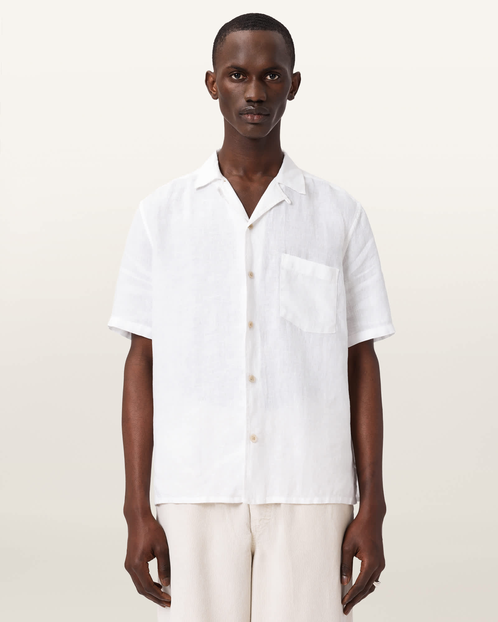 AllSaints Tri Embroidered Linen Shirt,, Cream