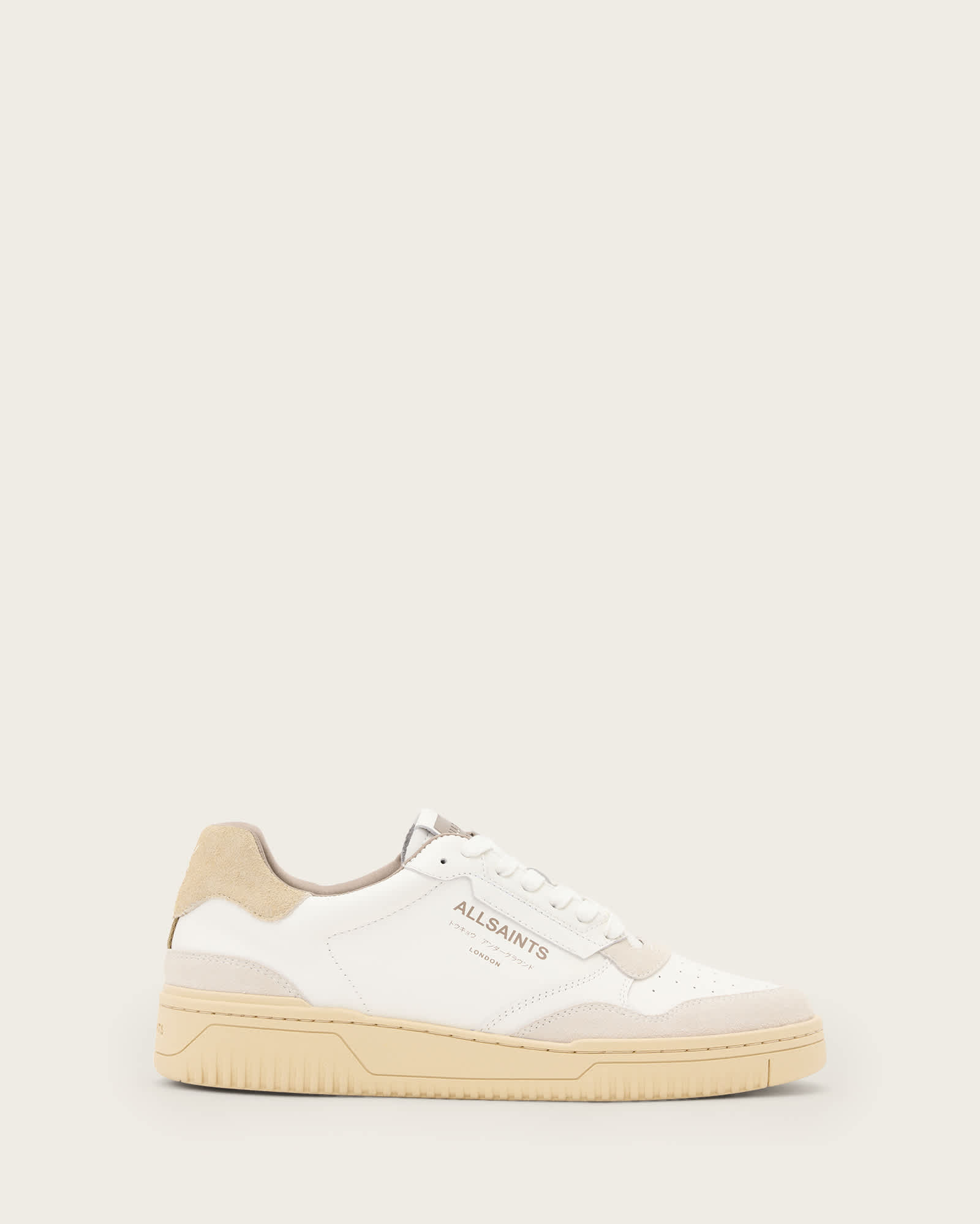 Allsaints Regan Leather Low Top Sneakers In Neutral