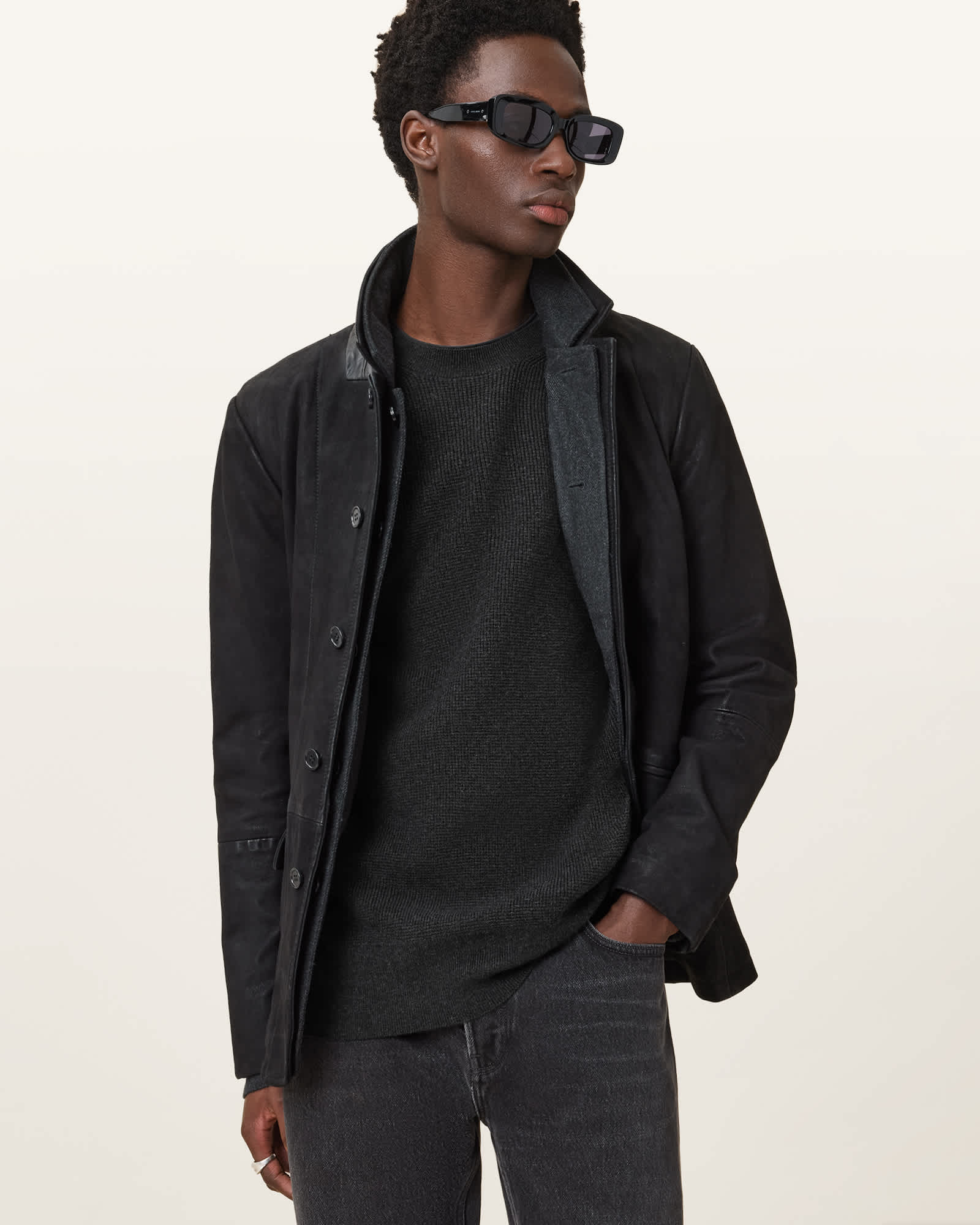 Allsaints Men's Hayes Waffle Crew Neck Jumper - Size  Xl