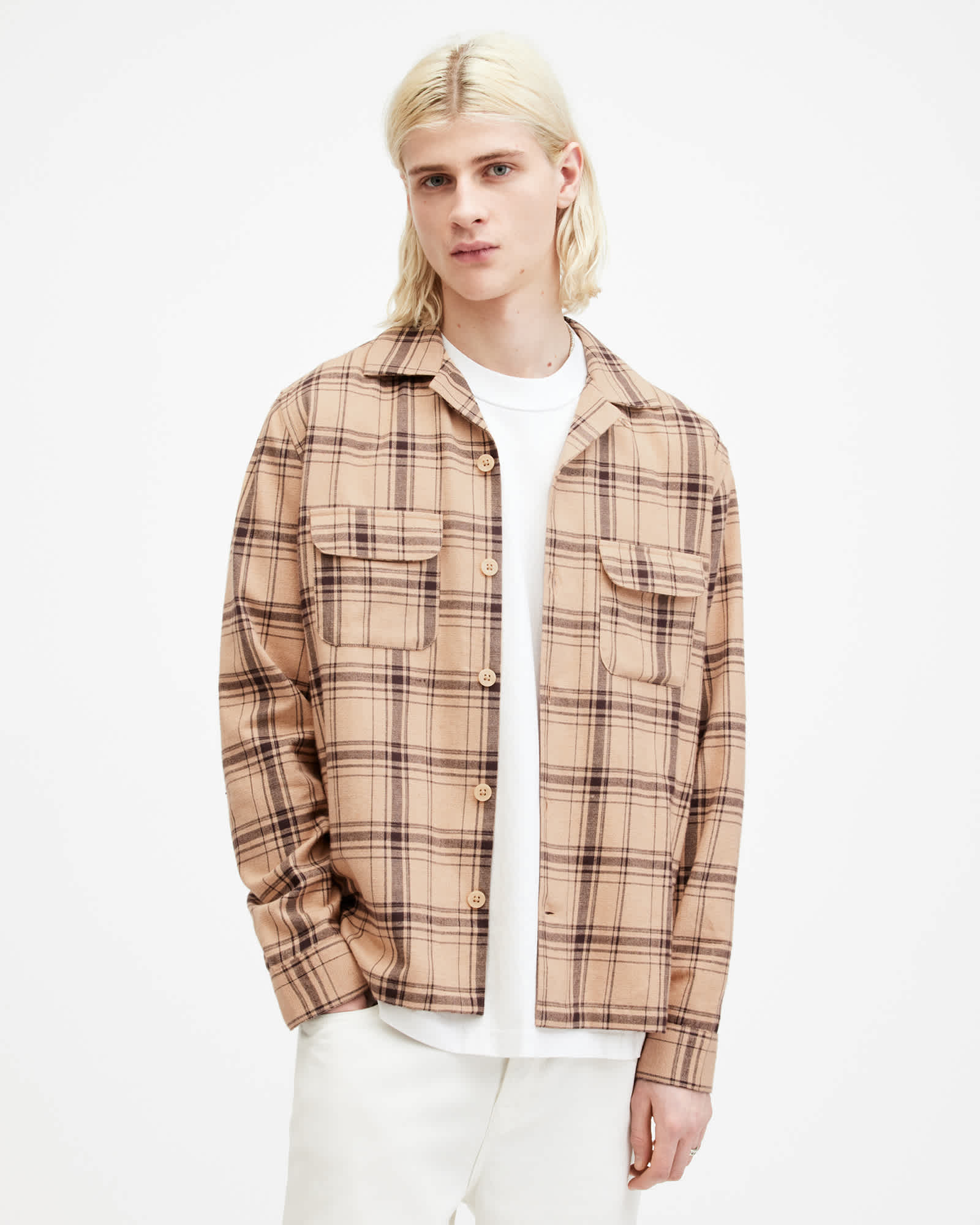 Allsaints Men's Light Wendel Checked Relaxed Fit Shirt - Size  Xxl
