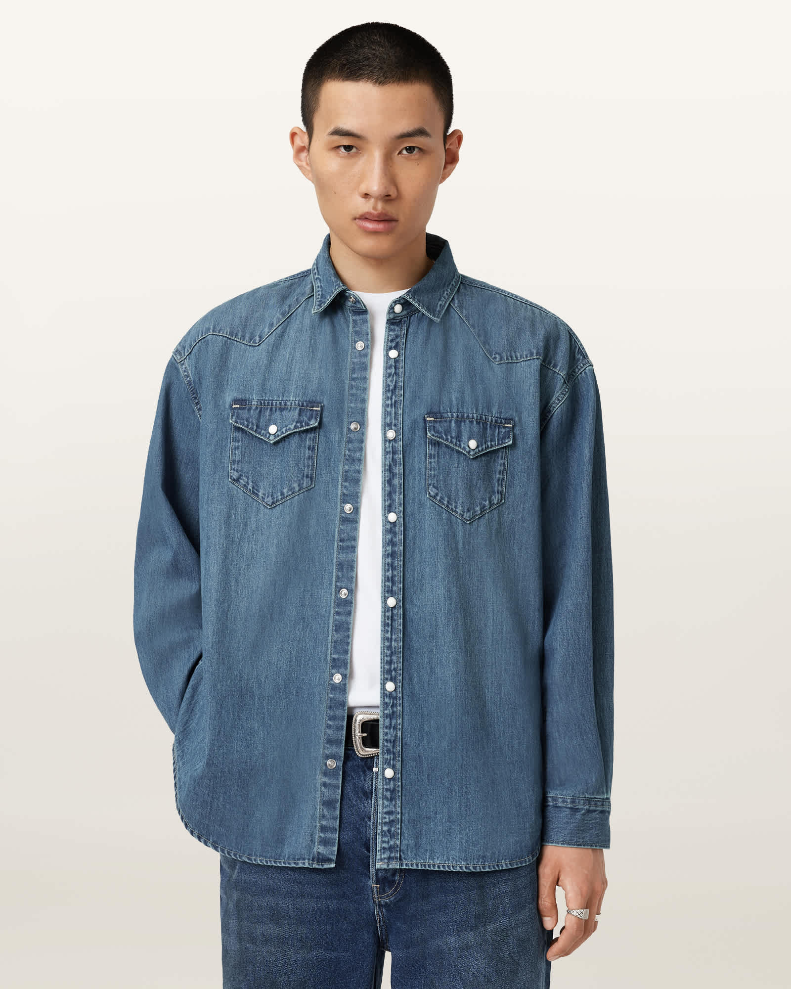 Allsaints Main: 100% Cotton Fenton Denim Shirt