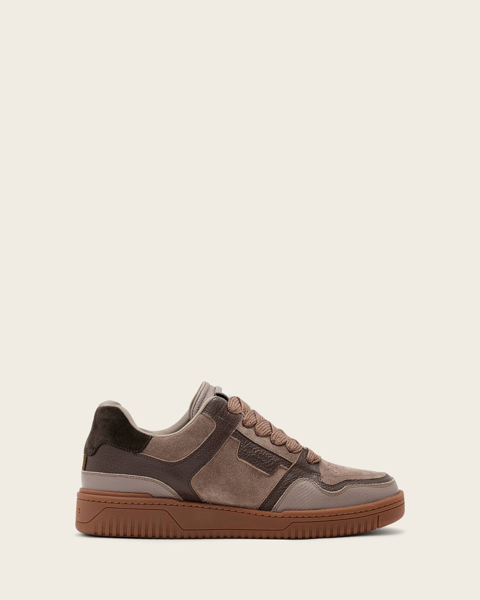 Allsaints Men's Brown Regan Plus Leather Low Top Trainers - Size  12