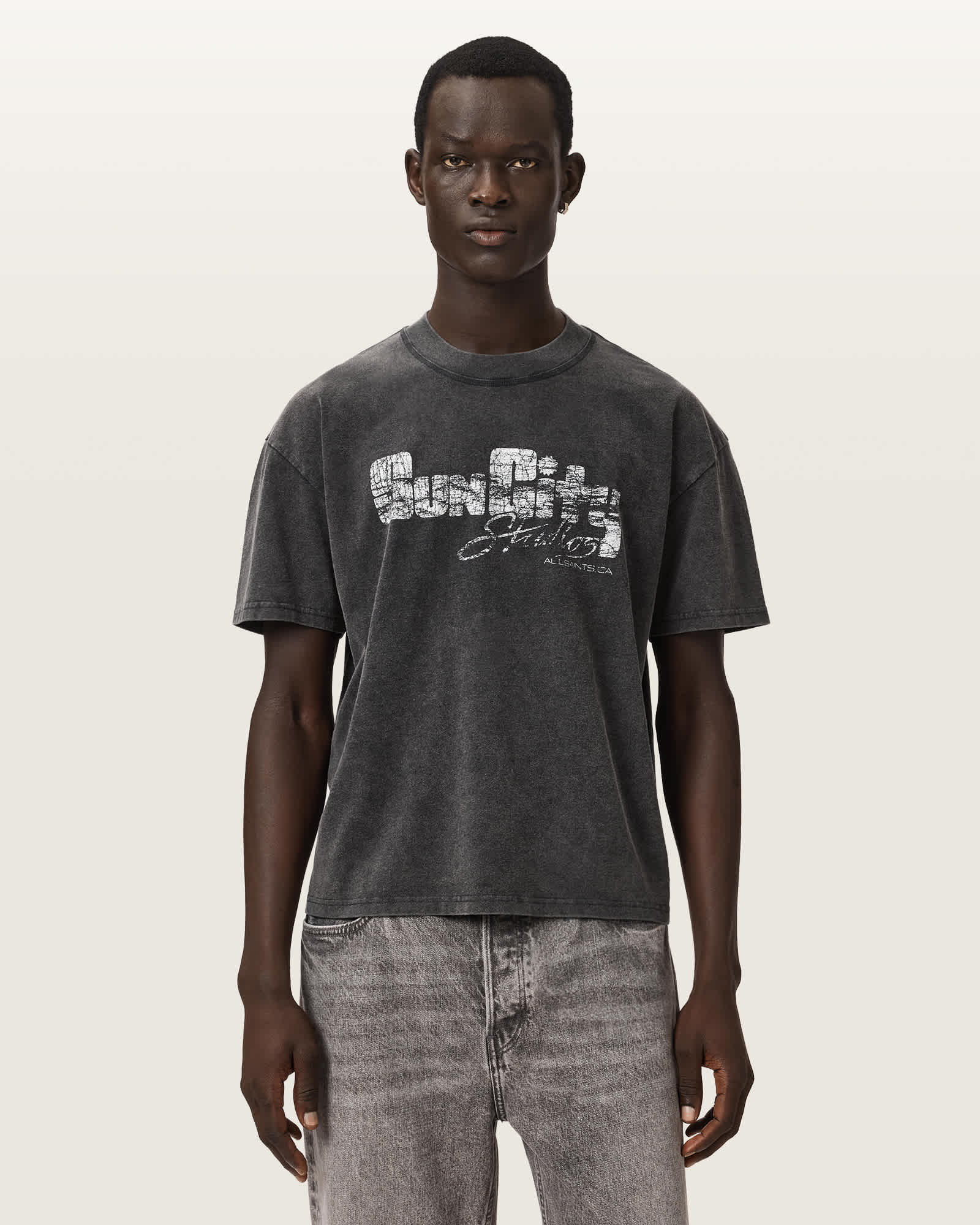 AllSaints Cotton Sun City Short Sleeve Boxy Graphic T-Shirt, Size: M