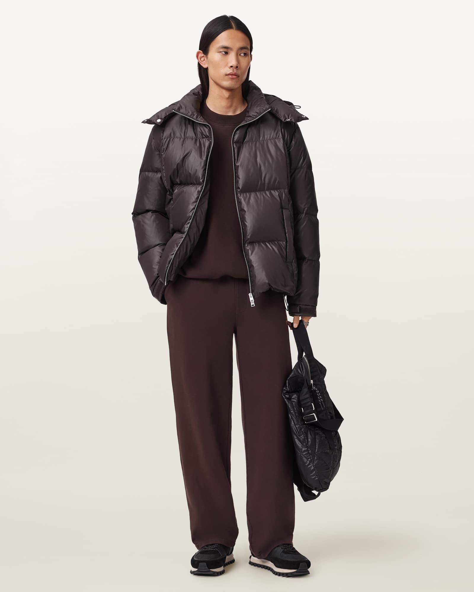 Allsaints Cotton Icon Straight Leg Joggers In Brown