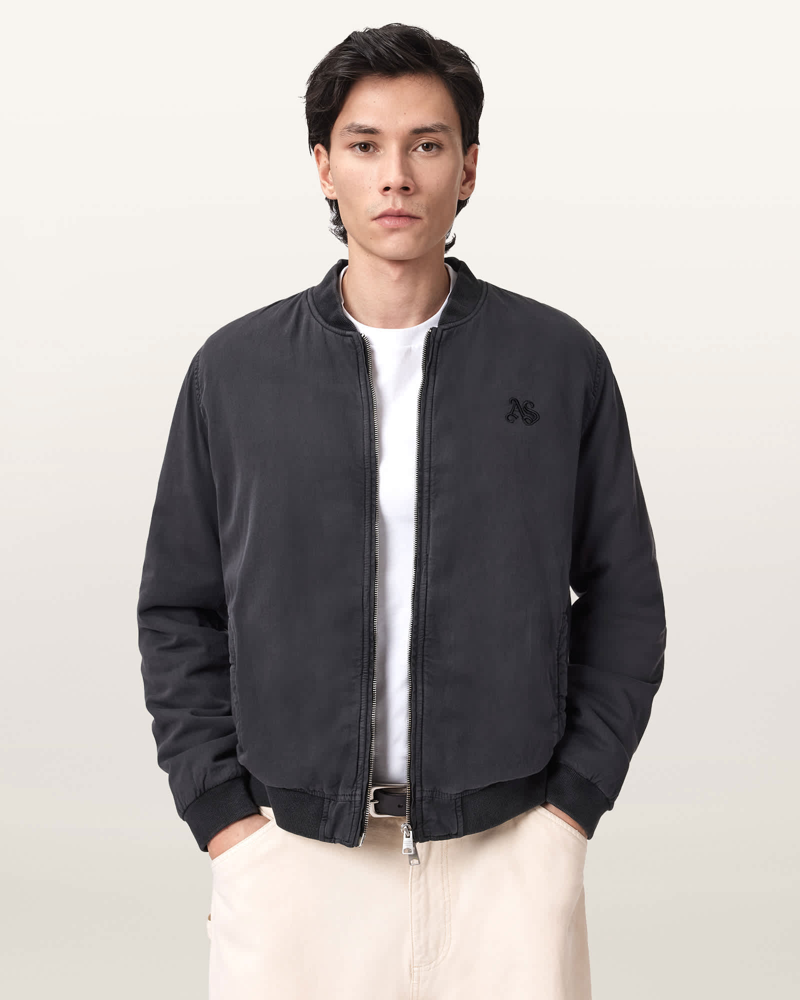 AllSaints Cotton Forres Cotton Bomber Jacket, Size: M